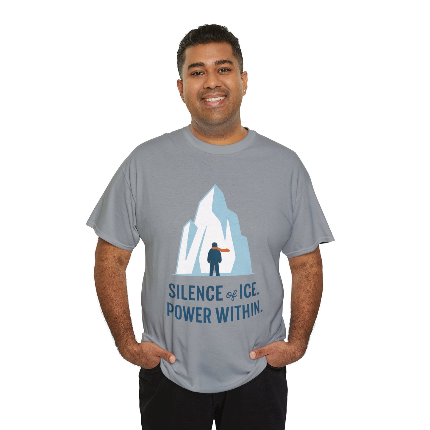Silence of Ice Power Within Mens T-Shirt, Minimalist Nordic Iceberg Graphic Tee