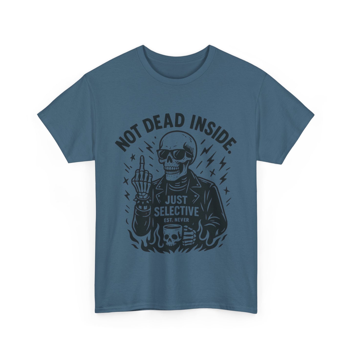 Mens Dark Humor Graphic Shirt, Not Dead Inside, Funny Graphic Shirt for Casual Wear, Gifts for Him, Halloween, Occasions, Funny Skeleton Tee