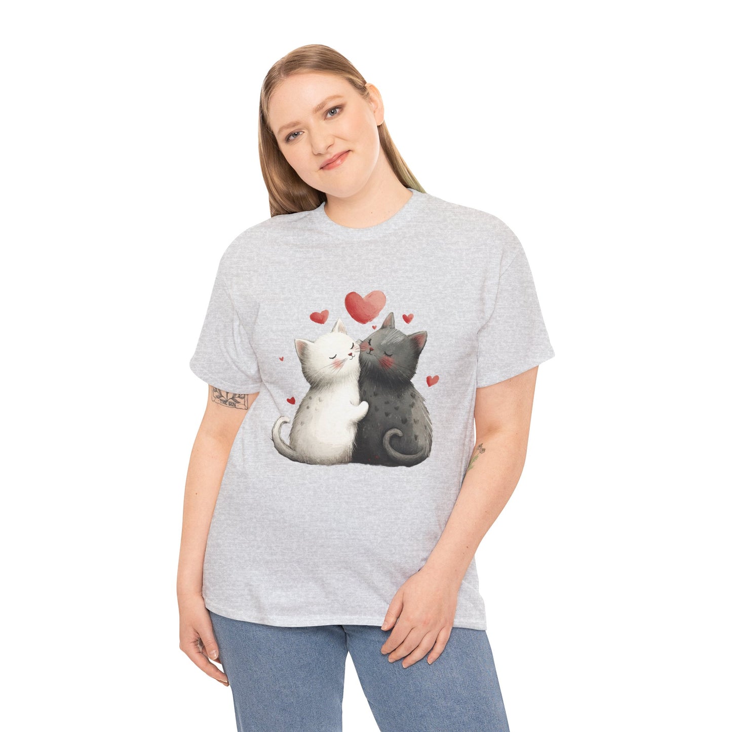Cute Cat Love T-Shirt, Adorable Feline Couple Tee, Gift for Cat Lovers, Valentine's Day Shirt, Cozy Everyday Wear, Cat Mom T-Shirt