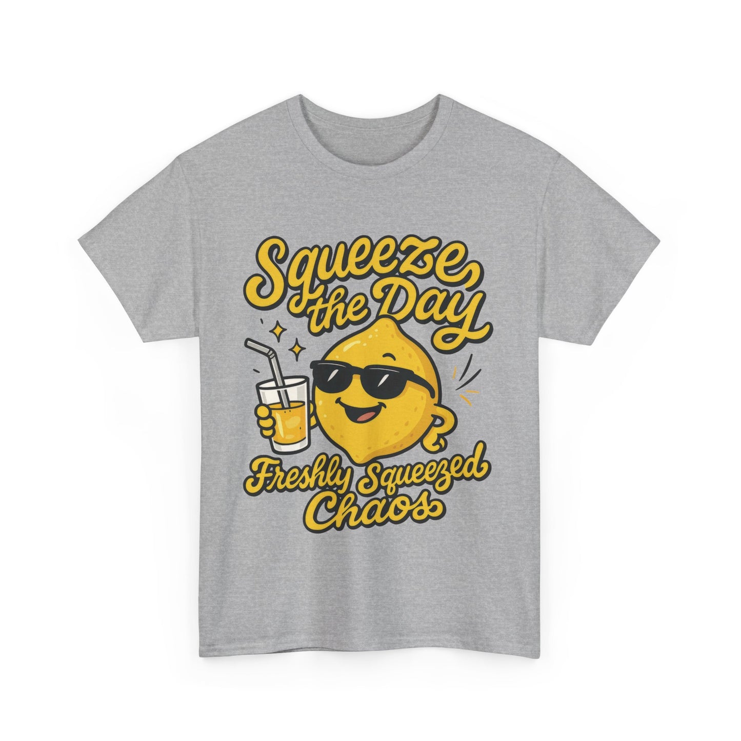 Funny Lemon Shirt for Women - Squeeze The Day Freshly Squeezed Chaos Tee - Cute Positive Citrus Graphic Tee, Fun Summer Tee for Beach Vibes
