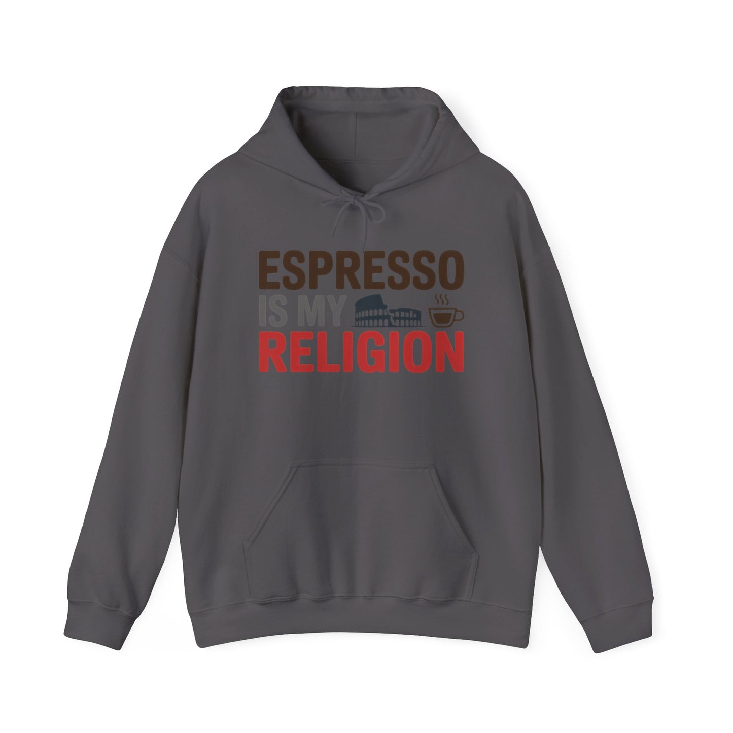 Mens Heavy Blend™ Hooded Sweatshirt, Espresso Is My Religion Coffee Rome Mens Hoodie