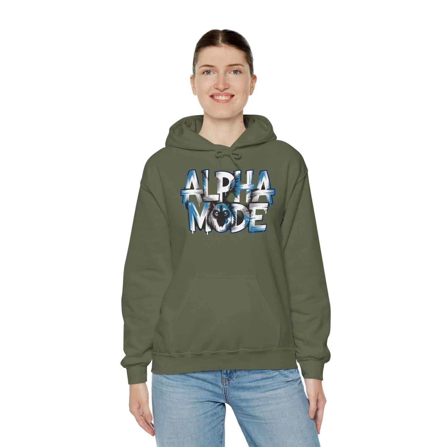 Mens Heavy Blend™ Hooded Sweatshirt, Alpha Mode Wolf Hoodie Mens Bold Streetwear