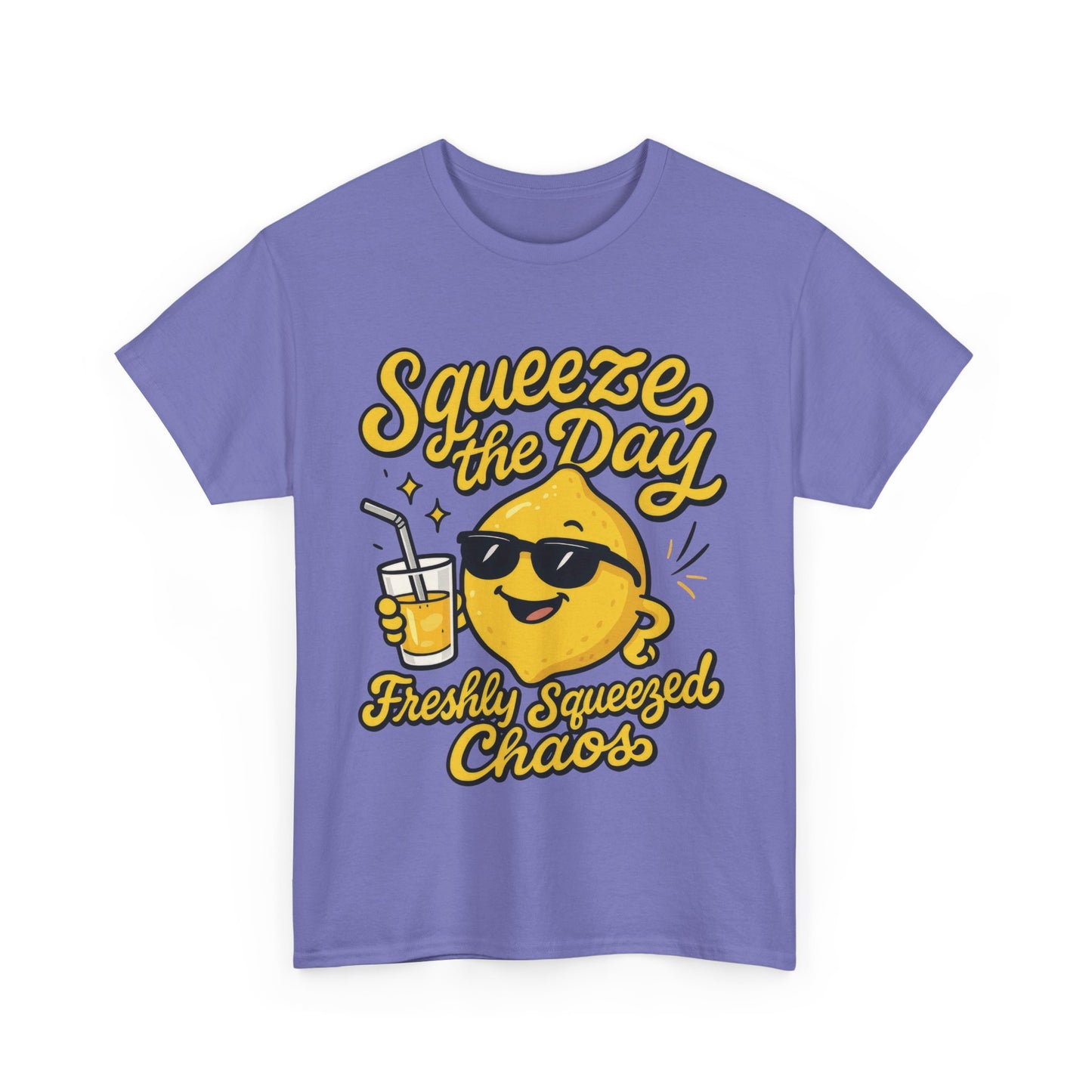 Funny Lemon Shirt for Women - Squeeze The Day Freshly Squeezed Chaos Tee - Cute Positive Citrus Graphic Tee, Fun Summer Tee for Beach Vibes