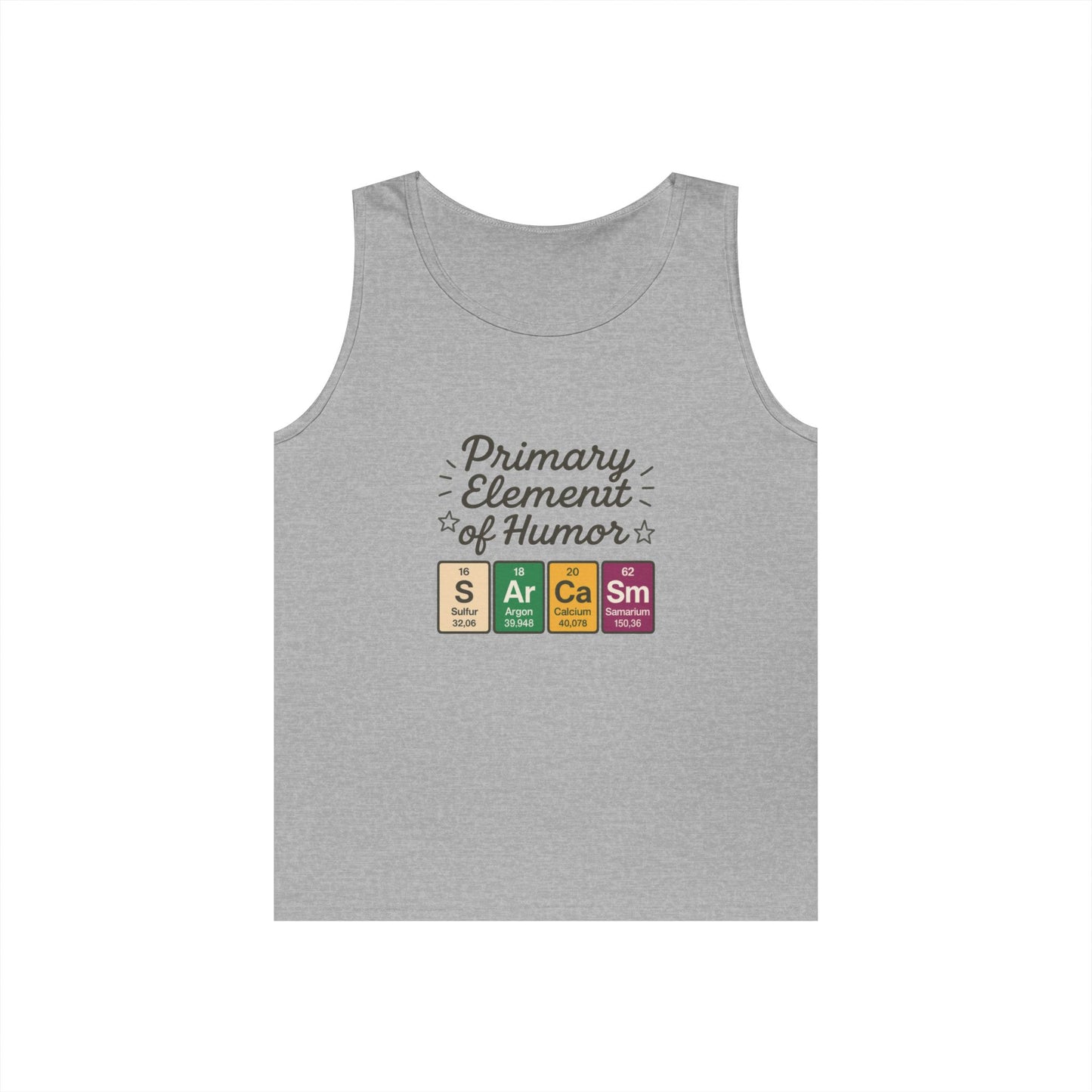 Sarcasm Tank Top for Men, Funny Chemistry Shirt, Science Humor Sleeveless Tee, Nerdy Summer Gym Shirt for Him, Chemistry Elements
