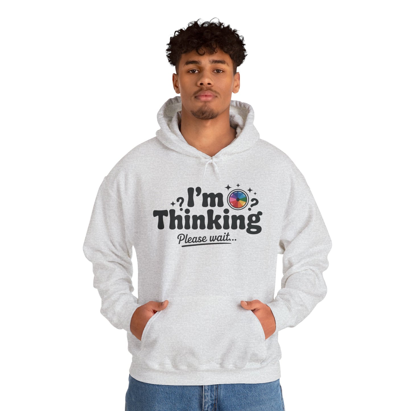 Funny - Im Thinking Please Wait - Mens Hoodie, Cute Geeky Gift for Introverts, Programmers, Designers, Fun Humor Hoodie, Gift for Adults