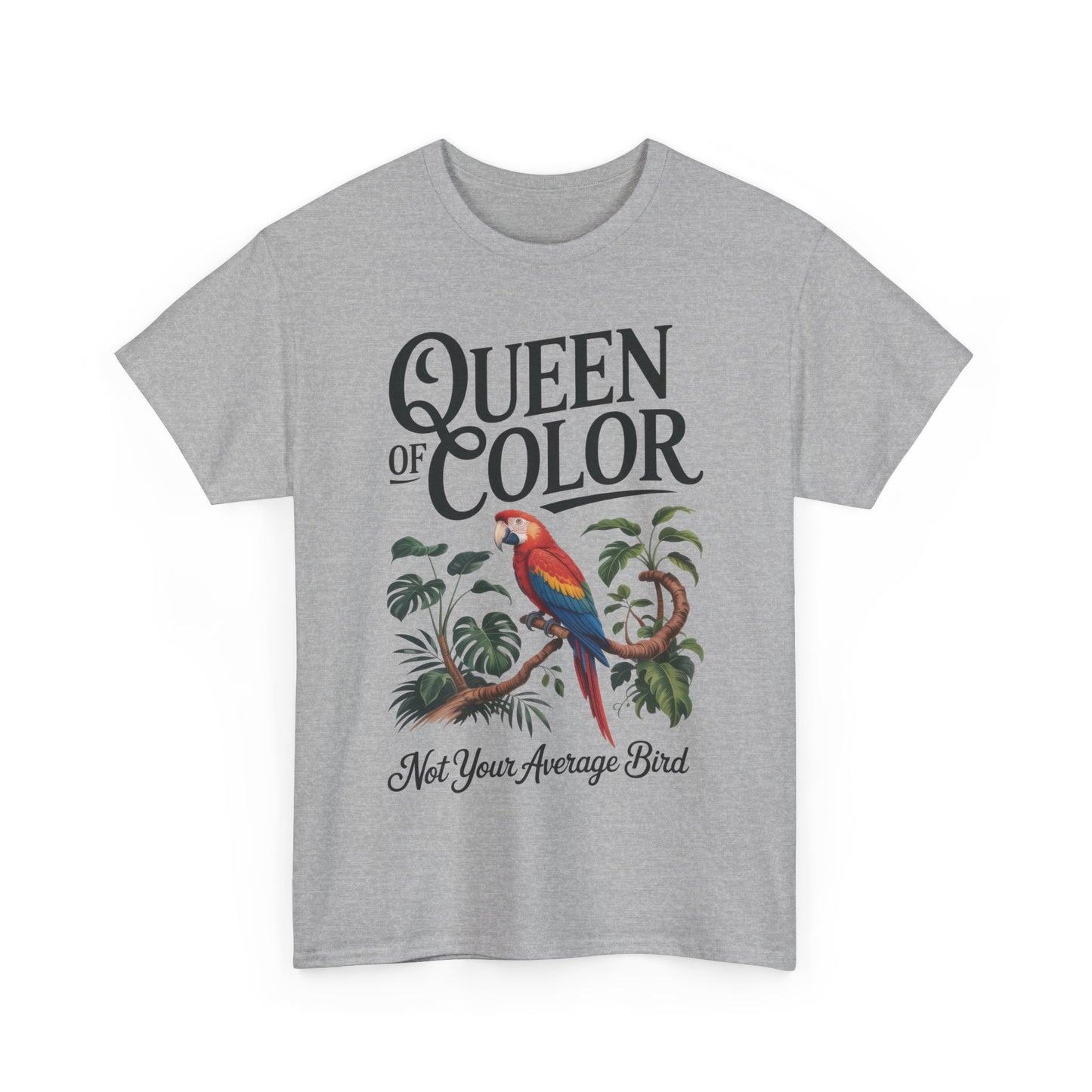 Colorful Queen Womens Tee, Fun Graphic T-Shirt, Casual Wear, Gift for Bird Lovers, Trendy Summer Apparel