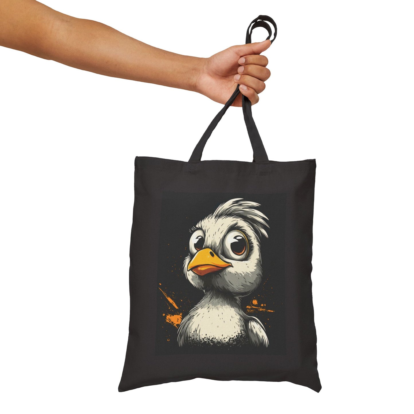 Cool Cartoon Bird Tote Bag, Funny Grumpy Duck Character Street Art Style, Bold Graphic Animal Print Canvas Bag, Cute Bird Art