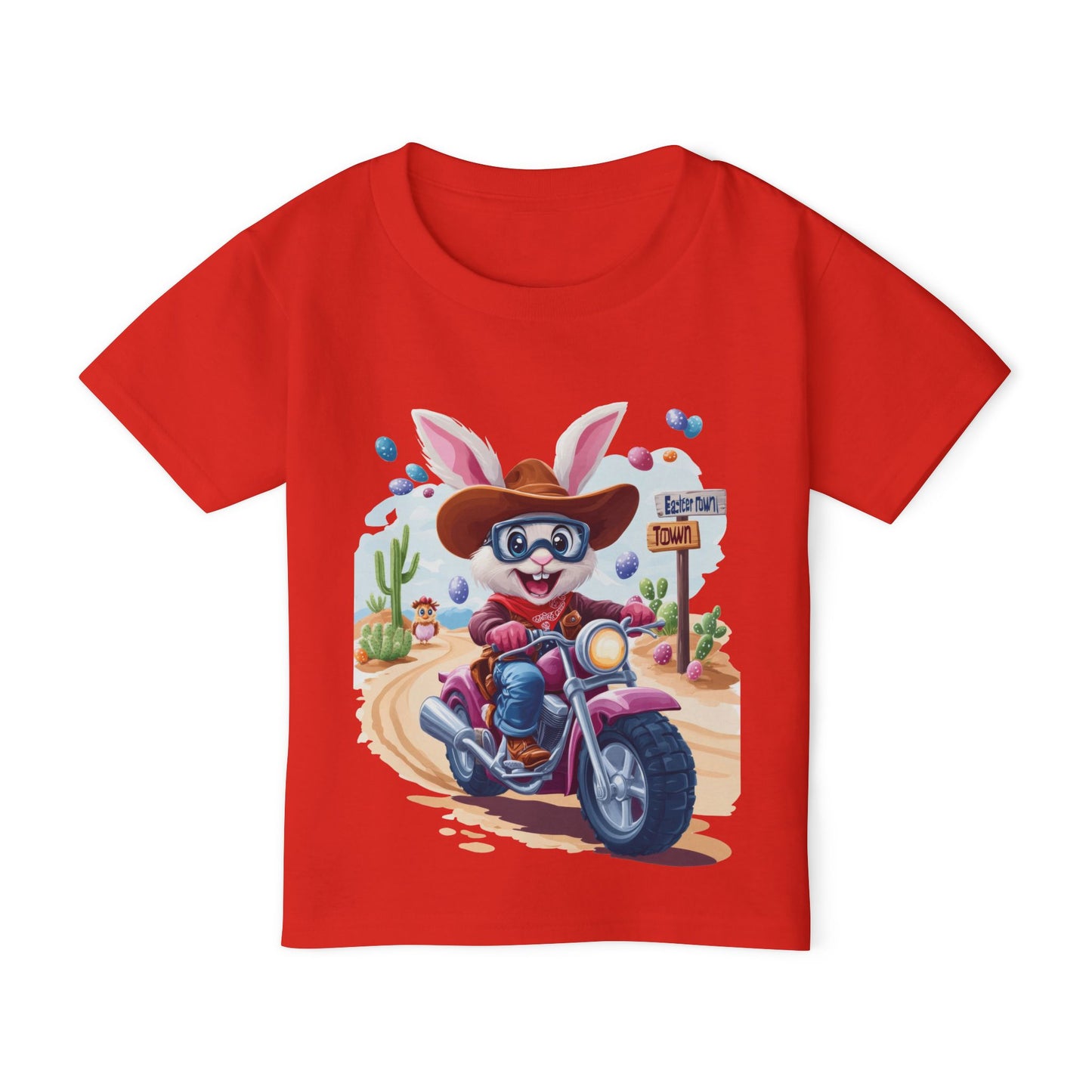 Easter Bunny Motorcycle Toddler T-Shirt - Fun Spring Tee for Kids, Biker Bunny Shirt, Cute Easter Gift, Cotton Tee for Boys and Girls