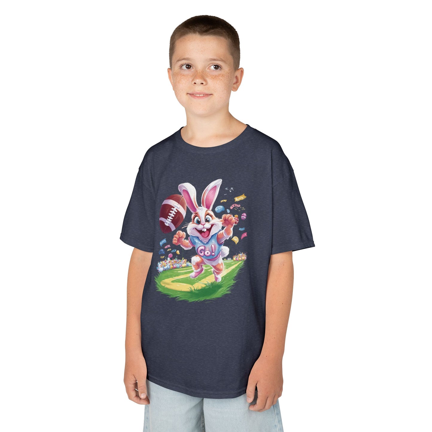 Touchdown Bunny Kids T-Shirt - Cute Easter Football Shirt for Kids, Fun Spring Outfit, Sports Bunny Tee Gift for Little Athletes Easter Gift