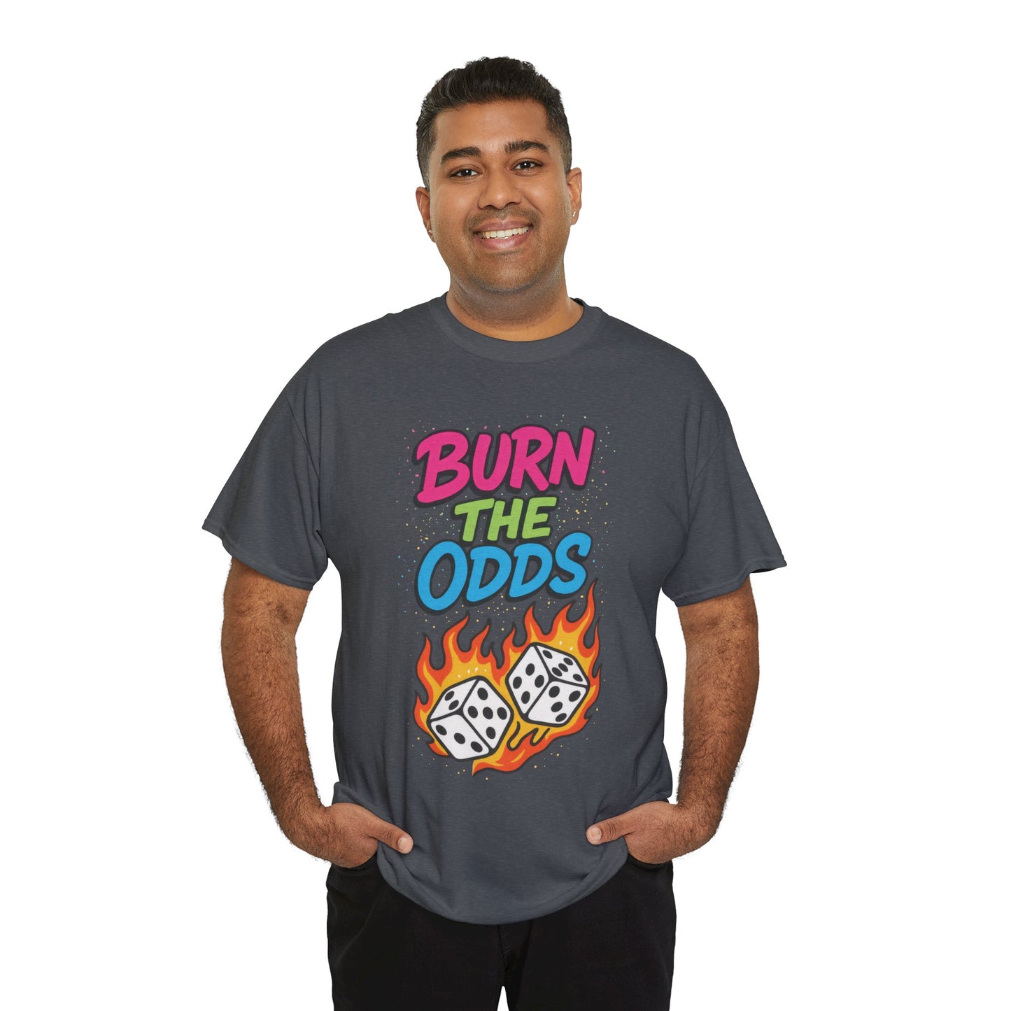 Burn the Odds Graphic Tee | Cool Casual Wear, Gaming Shirt, Unisex Cotton Tee, Dice Design T-Shirt, Gift for Gamers