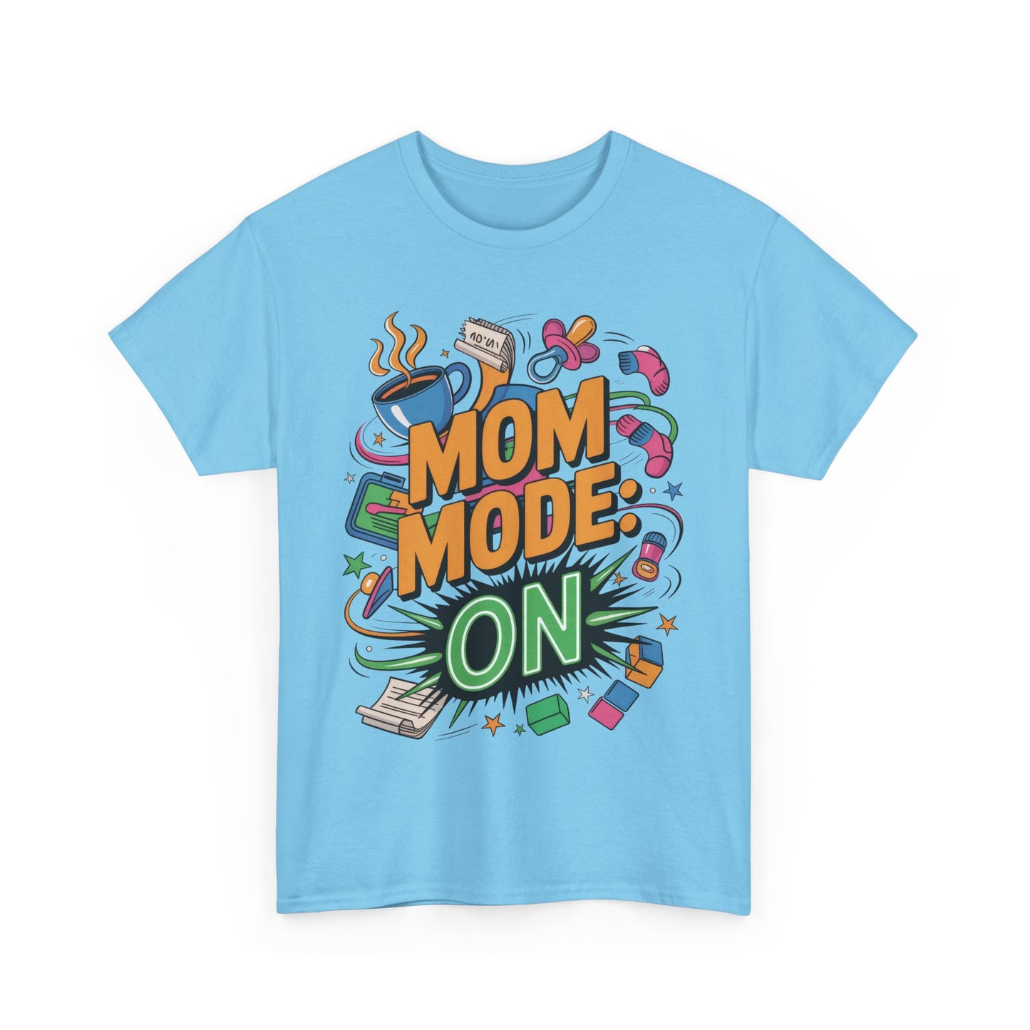 Mom Mode ON Cotton Tee, Funny Mom T-Shirt, Gift for Mothers, Parent Life Apparel, Mother's Day Humor T-Shirt, Cute Mama Life Graphic Tee