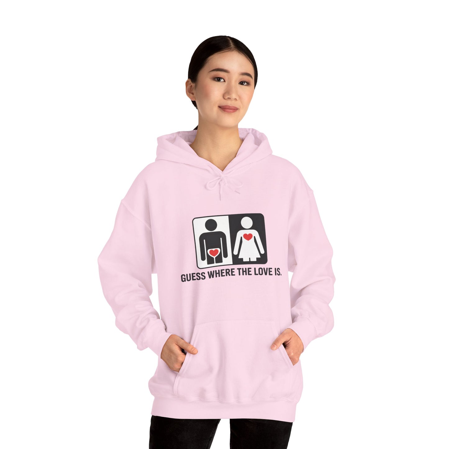 Guess Where the Love Is Hoodie, Cute Couples Hoodie, Valentines Day Gift, Matching Outfits, Witty Relationship Hoodie, Love Joke Graphic