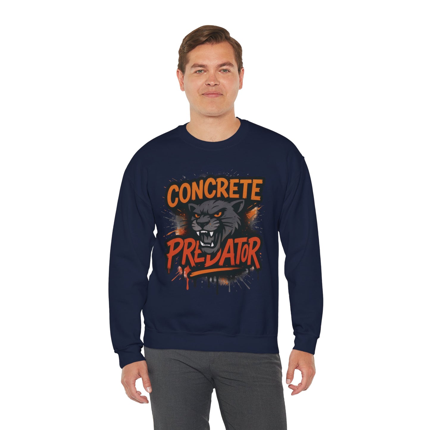 Men's Heavy Blend™ Crewneck Sweatshirt, Concrete Predator Mens Panther Crewneck Sweatshirt
