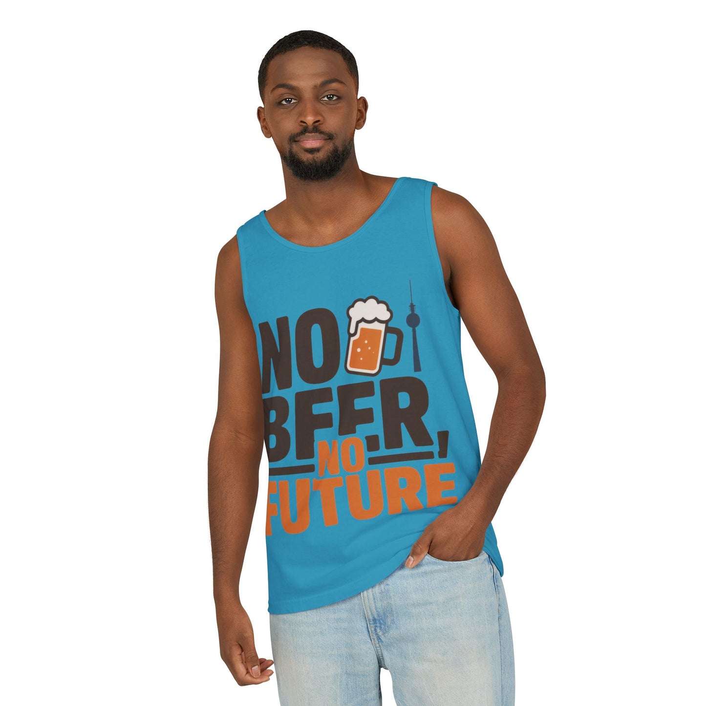 Mens Garment-Dyed Tank Top, No Beer No Future Funny Beer Mens Tank Top