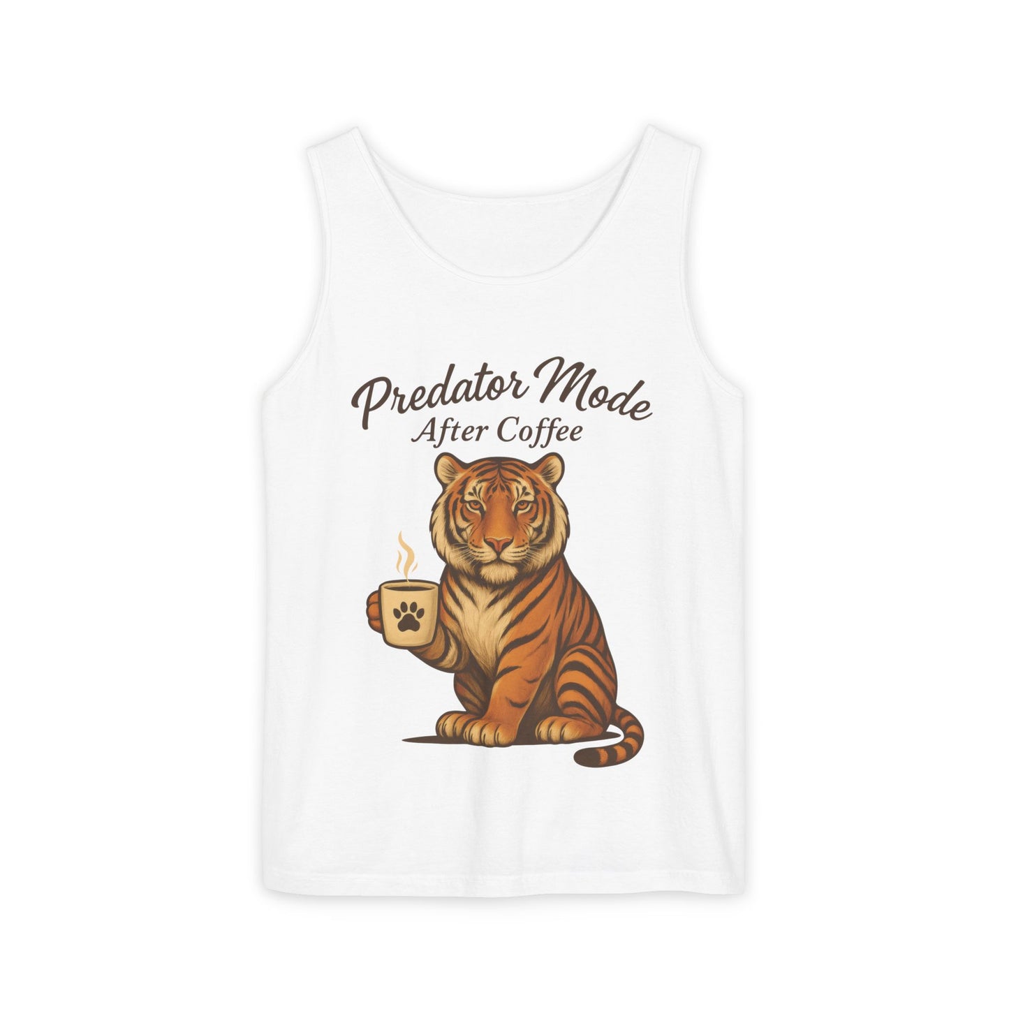 Predator Mode After Coffee Tank Top - Funny Coffee Lover Mens Muscle Tank - Tiger Caffeine Gym Shirt - Morning Motivation Top