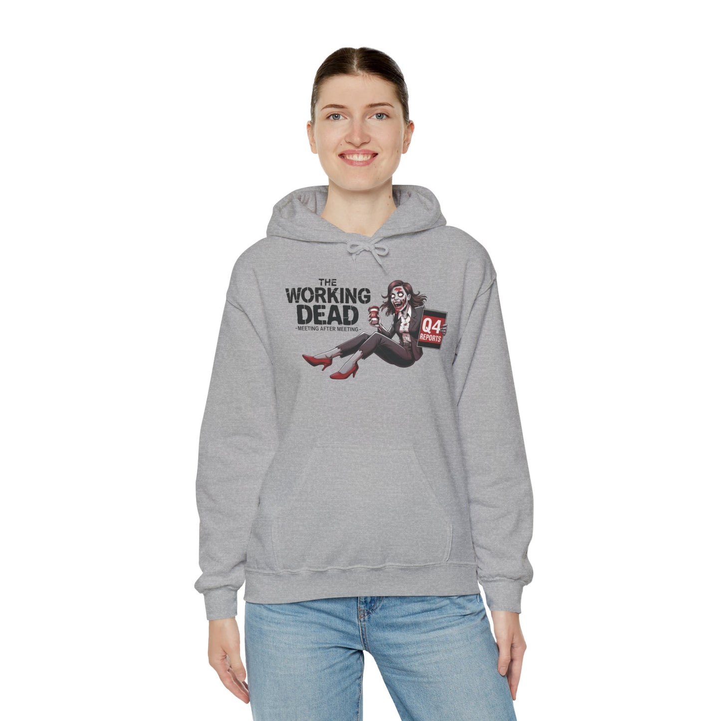 The Working Dead Women's Zombie Hoodie, Funny Office Meeting Sweatshirt, Halloween Zombie Top, Halloween Work Top