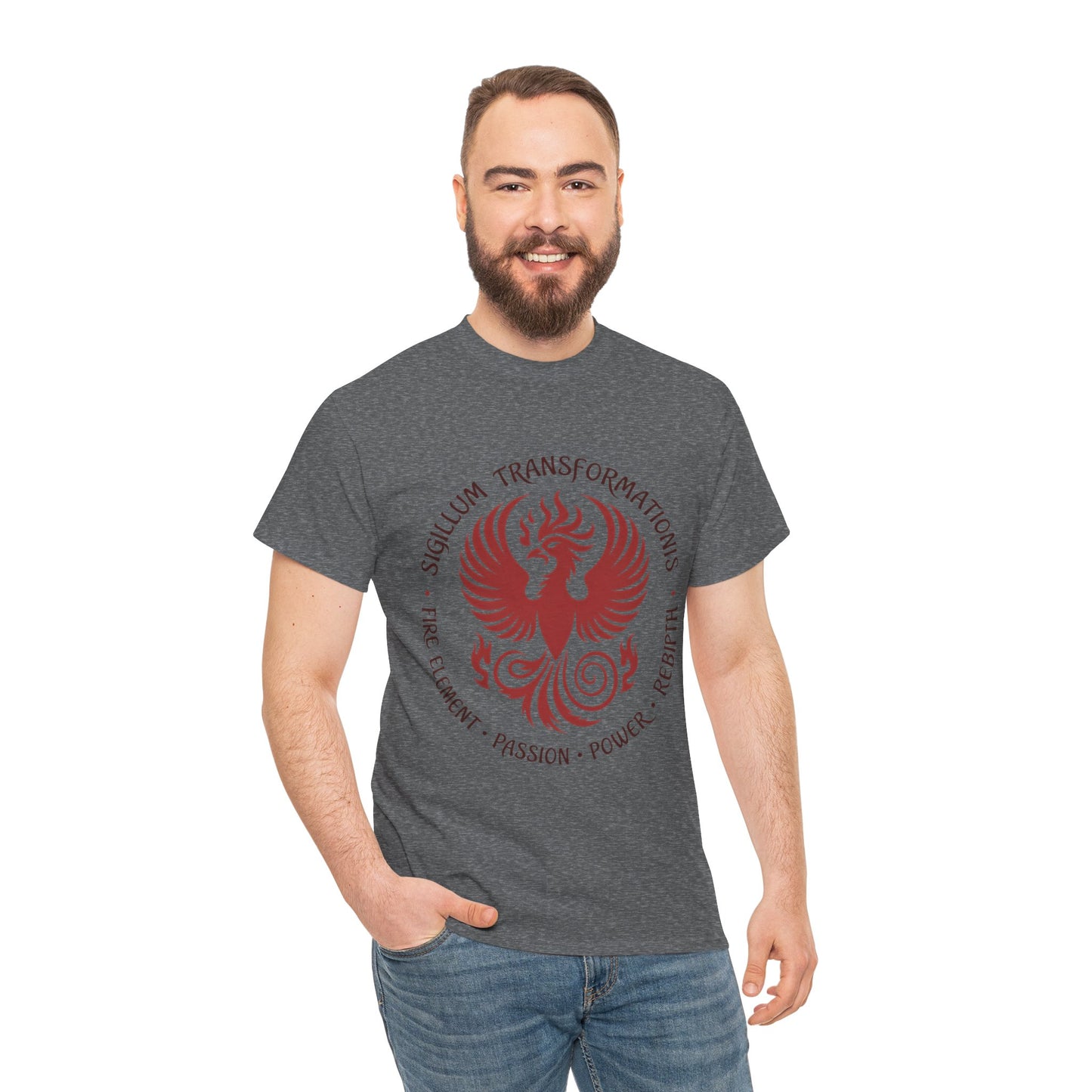 Phoenix Fire Element T-Shirt, Sigillum Transformationis Seal, Passion Power Rebirth Totem, Phoenix Symbol Unisex Tee, Spiritual Tee