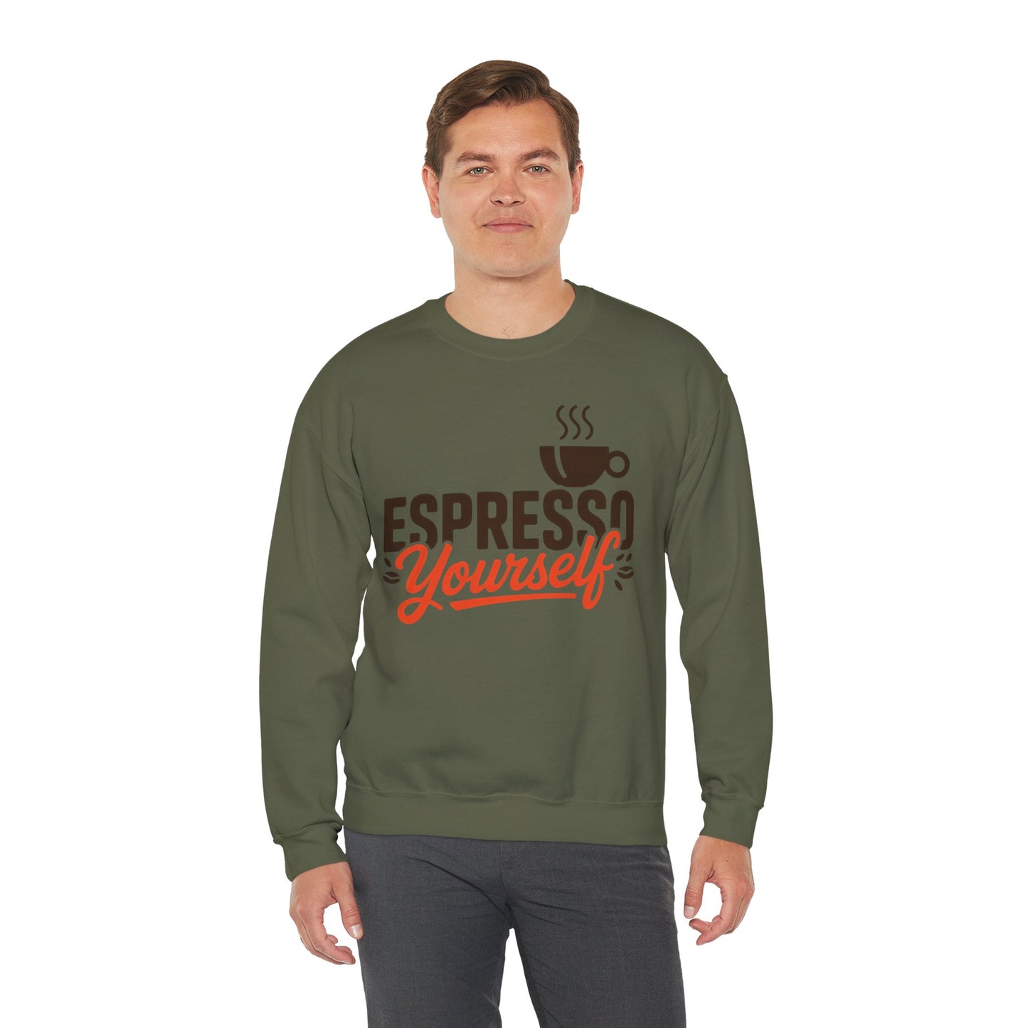 Men's Heavy Blend™ Crewneck Sweatshirt, Espresso Yourself Sweatshirt, Funny Coffee Lover Mens Crewneck, Cafe Lover Gift
