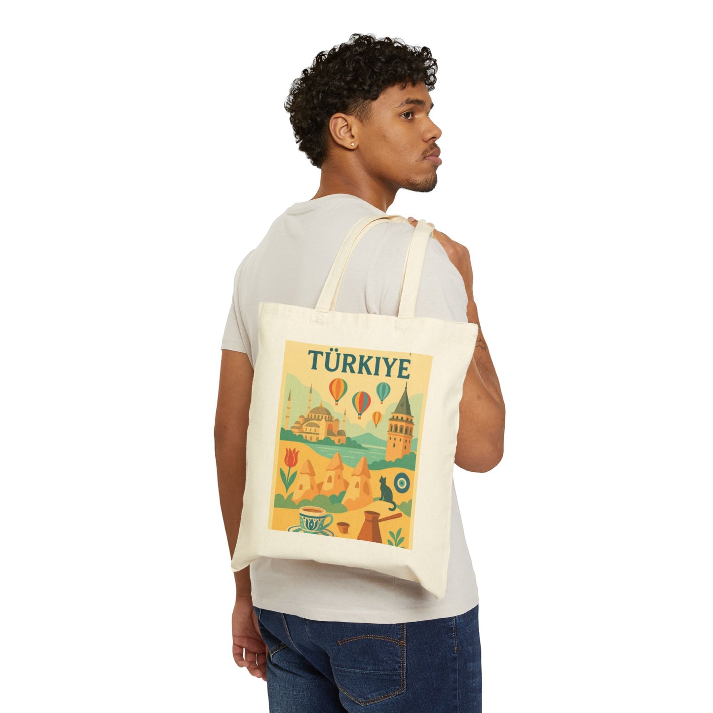 Turkey Adventure Cotton Canvas Tote Bag, Eco-Friendly Grocery, Travel, Beach Bag, Gift for Travelers, Vintage Design