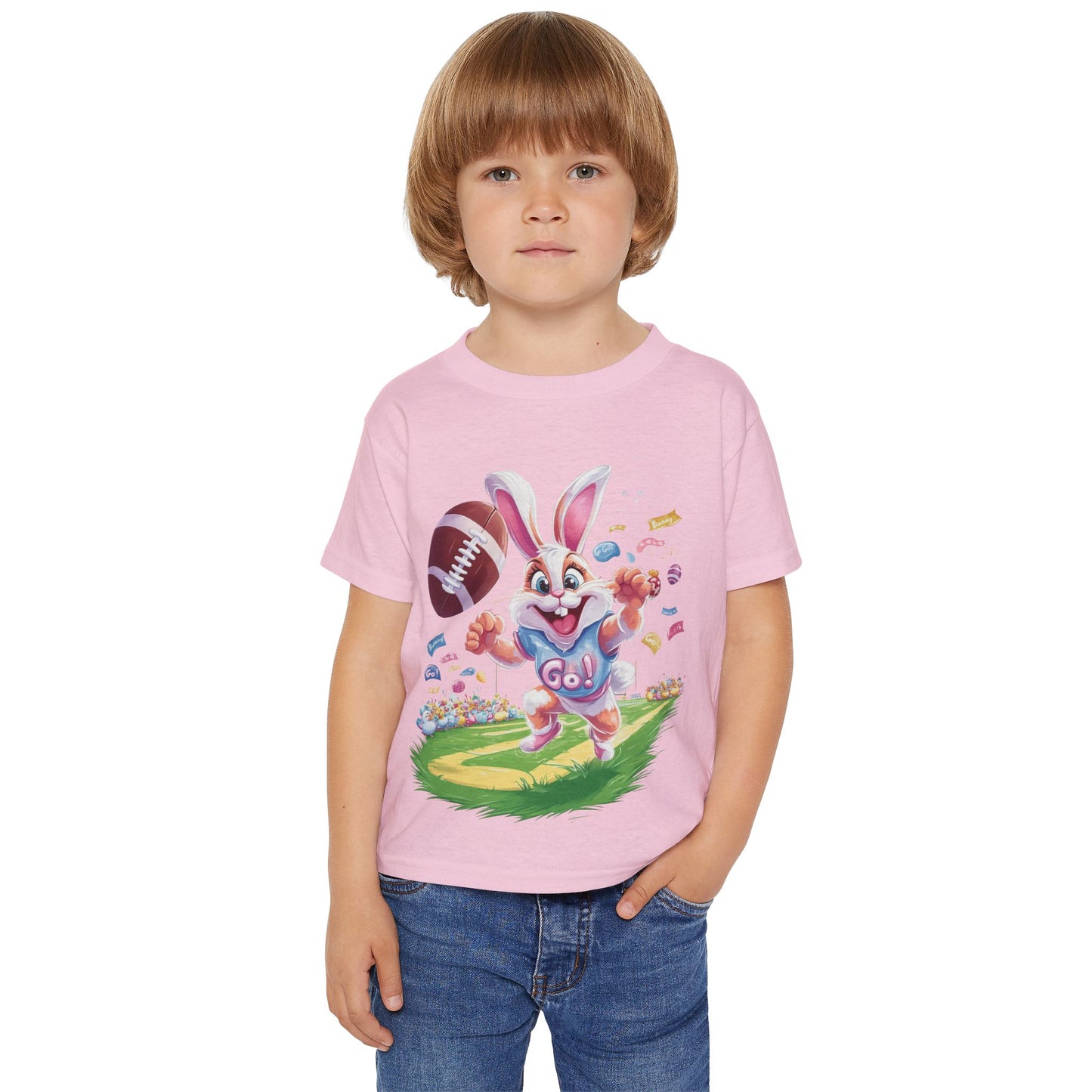 Touchdown Bunny Toddler T-Shirt - Fun Easter Football Shirt for Kids, Playful Bunny Sports Tee, Spring Game Day Outfit, Kids Easter Gift