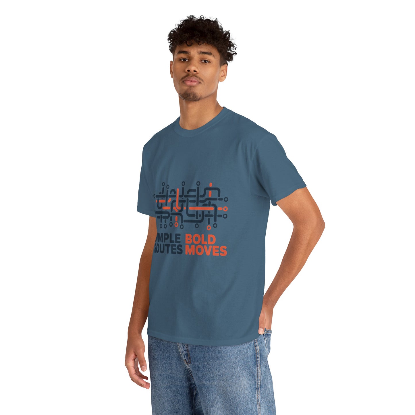 Simple Routes Bold Moves Mens T-Shirt, Minimal Urban Metro Map Graphic Tee