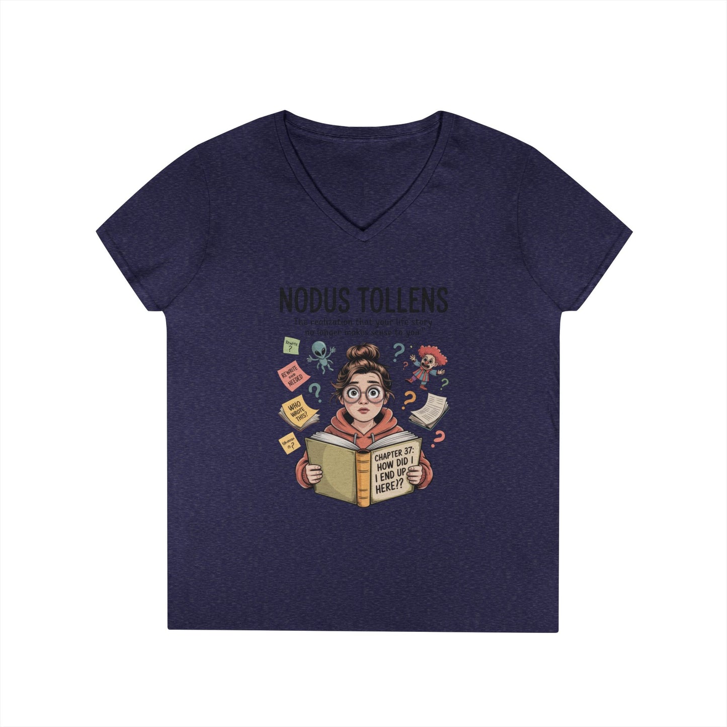 Nodus Tollens V-Neck T-Shirt, Women's Heavy Cotton Shirt, Latin Words, Moods & Modes, Self-Awareness, Quirky Humor Shirt