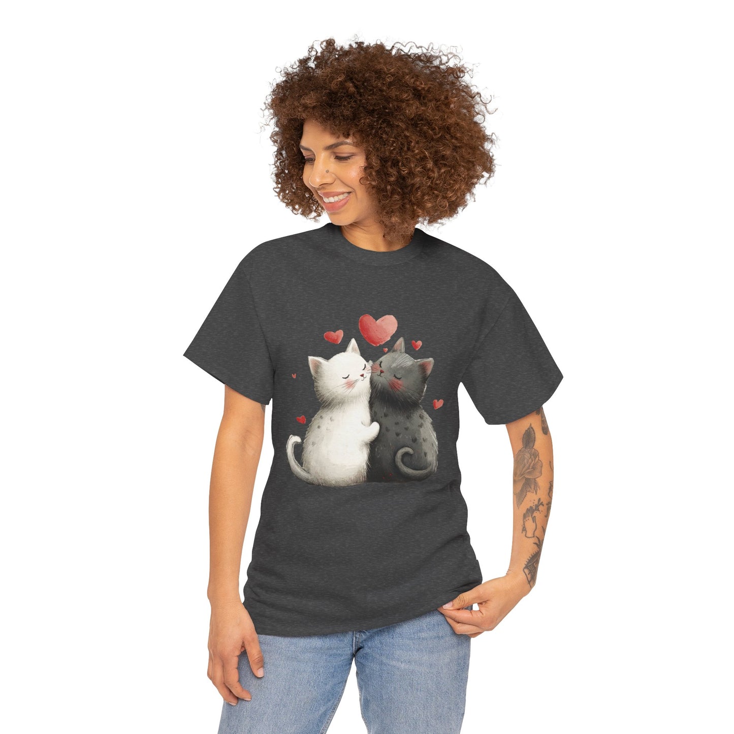 Cute Cat Love T-Shirt, Adorable Feline Couple Tee, Gift for Cat Lovers, Valentine's Day Shirt, Cozy Everyday Wear, Cat Mom T-Shirt