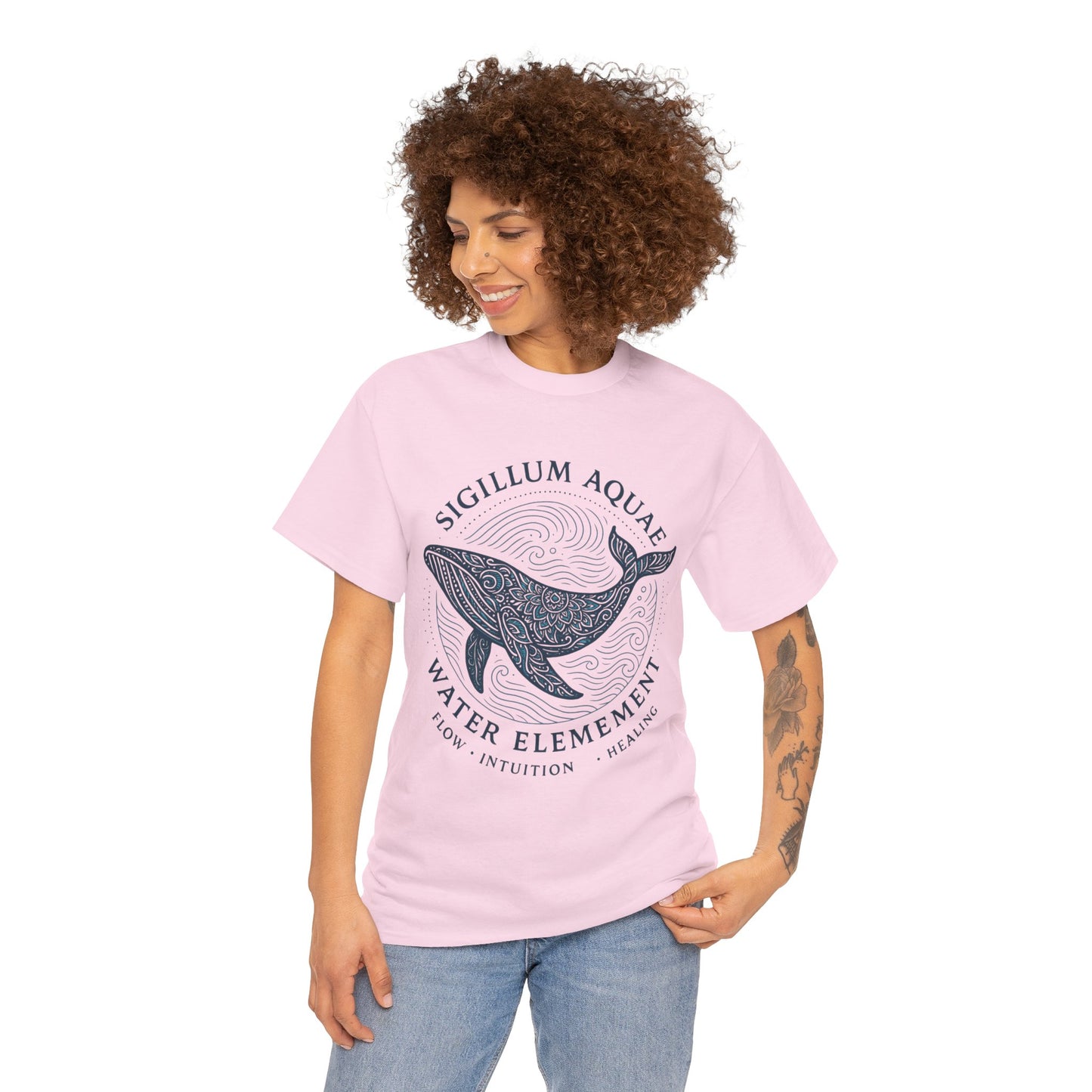 Water Element Whale Tee, Sigillum Aquae Symbol, Flow Intuition Healing, Spiritual Ocean Totem Tee, Nature Energy Shirt, Mindfulness Fashion