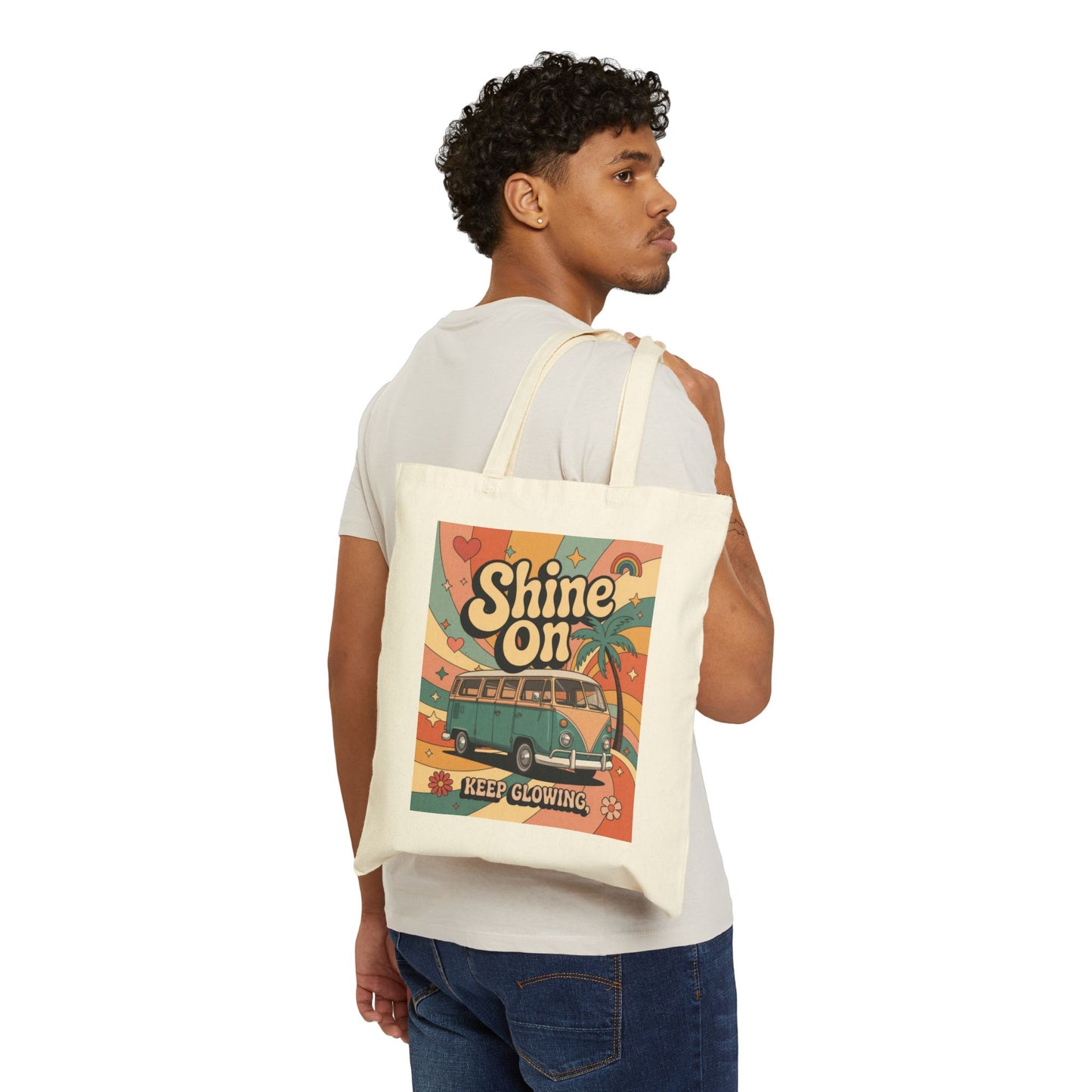 Retro Sunshine Tote Bag, Eco-Friendly Shopper, Beach Bag, Gift for Him/Her, Festival Carryall, Summer Vibes