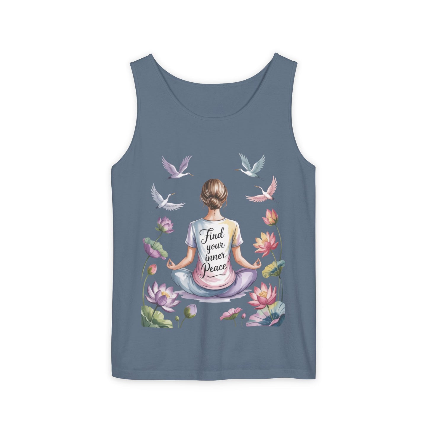 Meditation Floral Womens Tank Top, Find Your Inner Peace, Yoga Apparel, Gift for Mindfulness, Summer Relaxed Wear