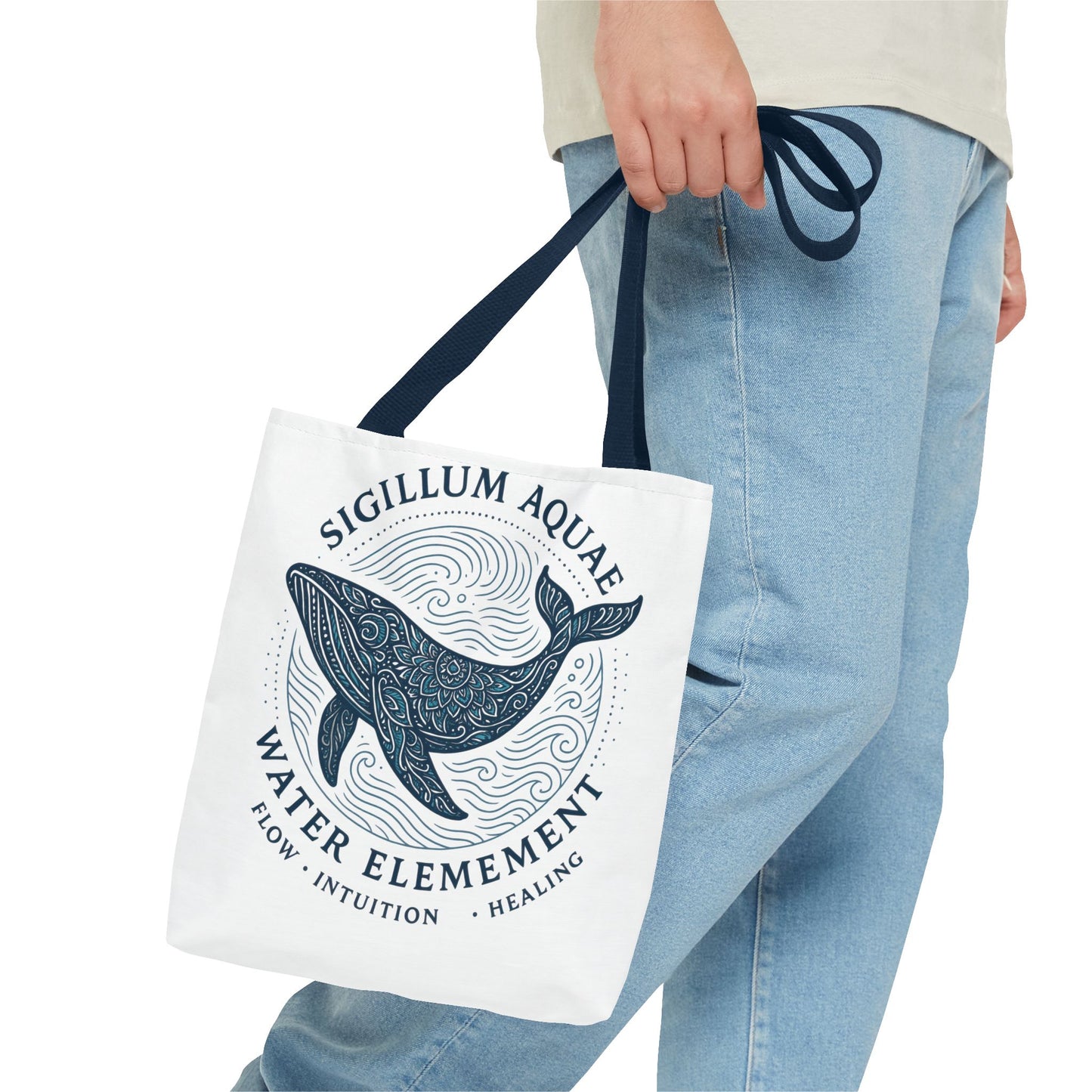 Whale Water Element Tote Bag: Spiritual Gift, Eco-Friendly, Beach Bag, Yoga Accessories, Meditation Essentials, Weekender Bag, Large Bag