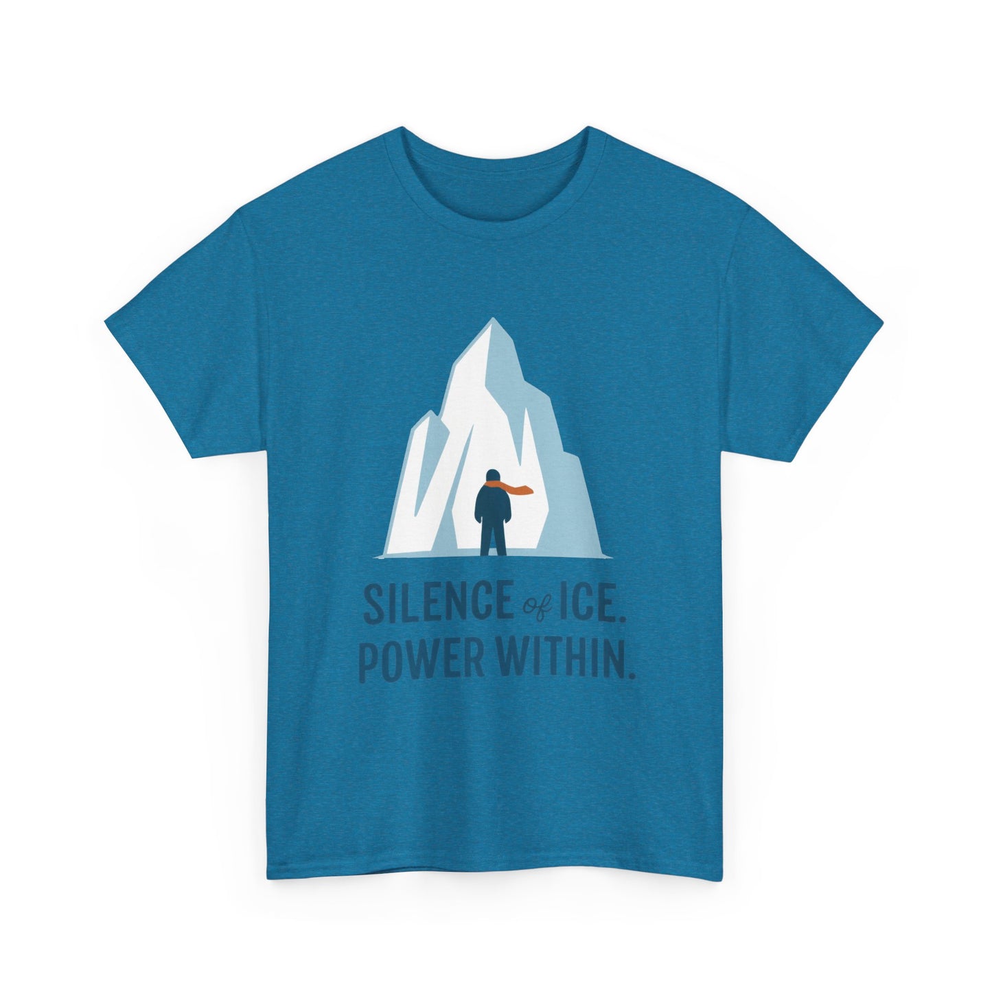 Silence of Ice Power Within Mens T-Shirt, Minimalist Nordic Iceberg Graphic Tee