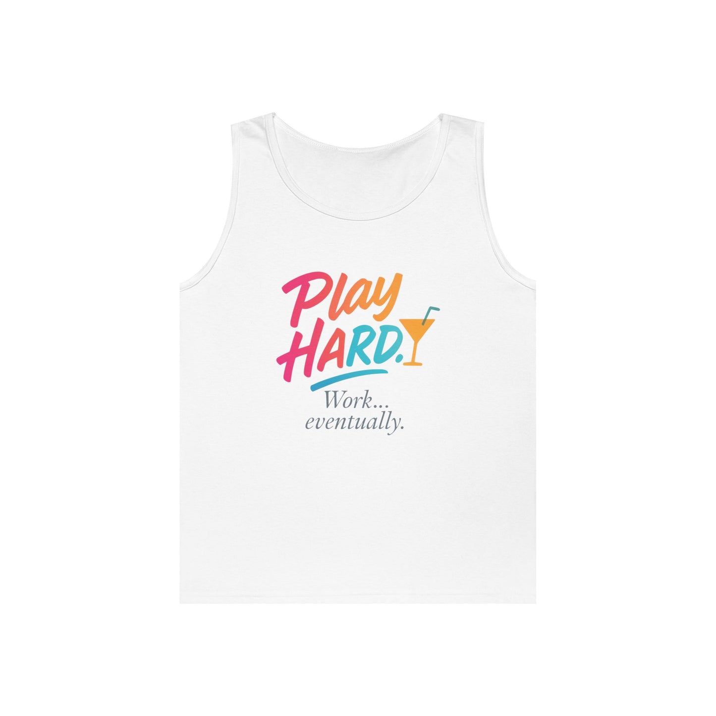 Play Hard, Work Eventually Tank Top, Womens Cotton Tank, Summer Apparel, Casual Wear, Gift for Him/Her, Beach Ready