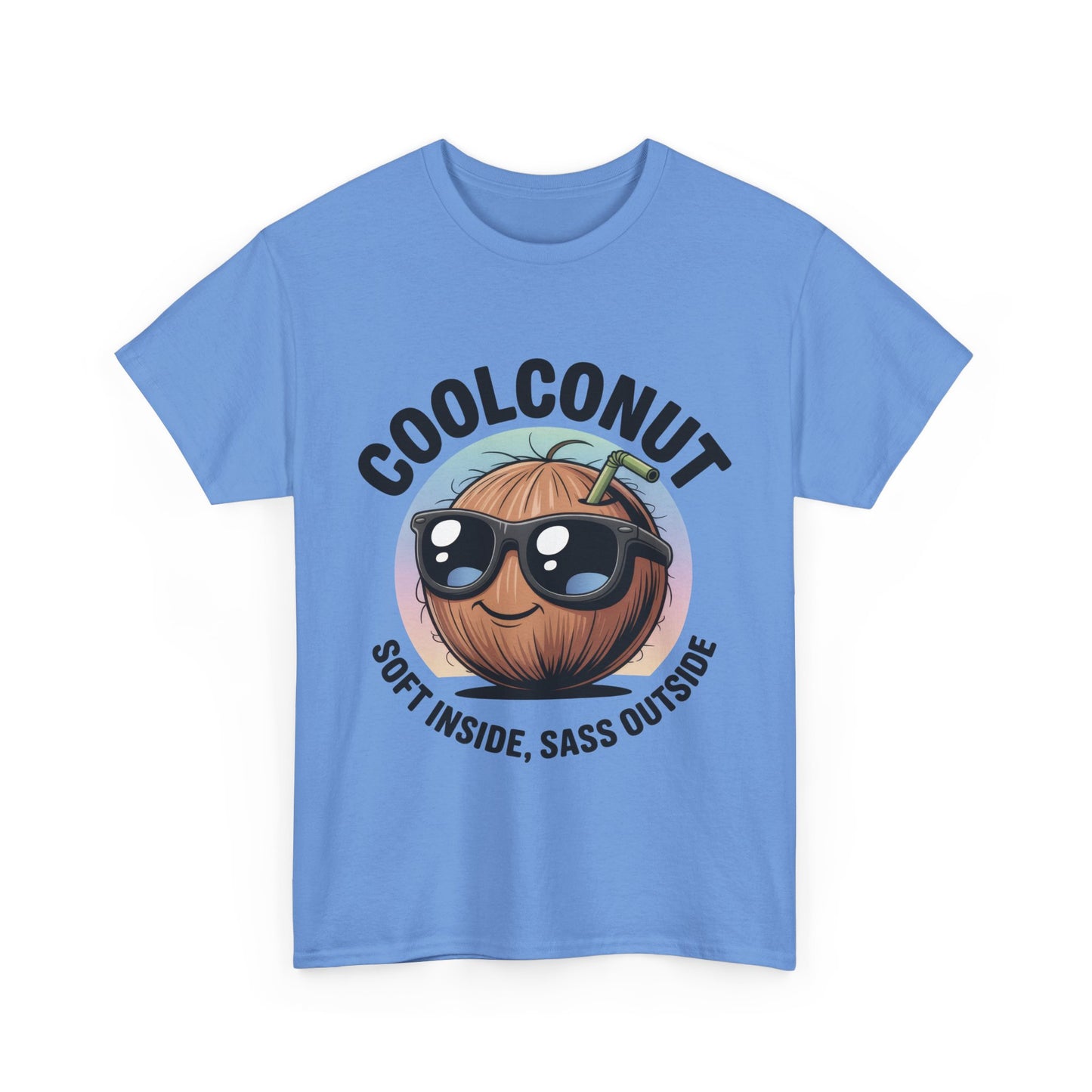 Coolconut Women's Heavy Cotton Tee, Fun Casual Shirt, Gift for Coconut Lovers, Summer Vibes Tee, Soft Inside Sass Outside Shirt