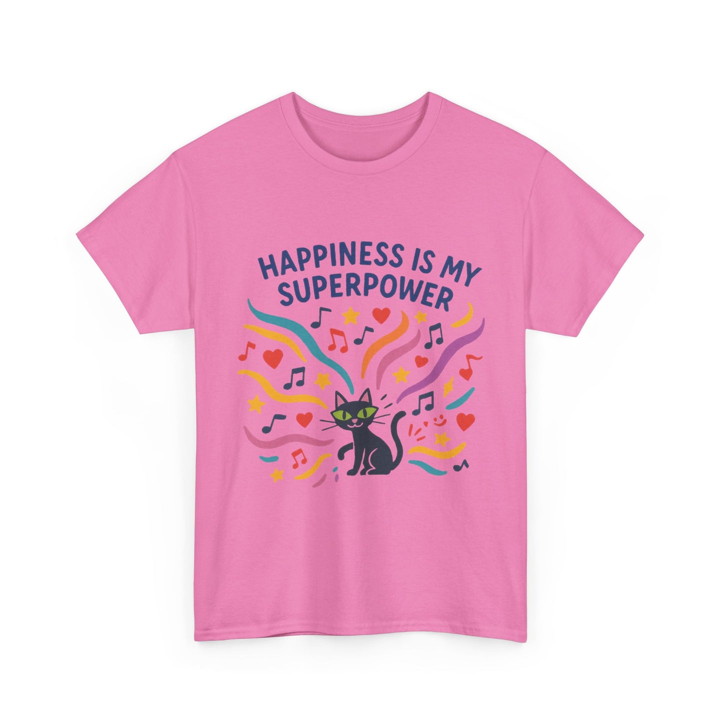 Happiness is My Superpower Tee - Fun Womens Cotton T-Shirt, Gift for Cat Lovers, Cute Pet Apparel, Everyday Wear, Positive Vibes