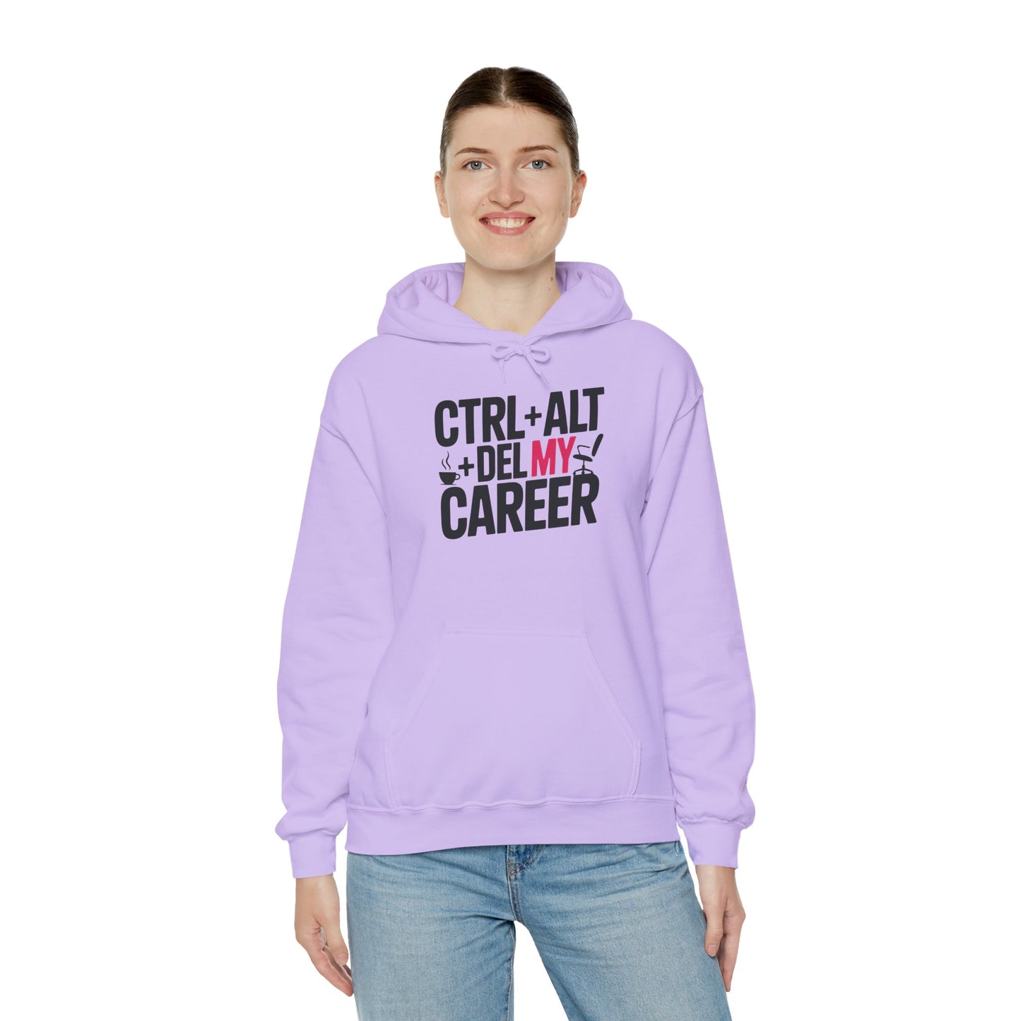 Ctrl Alt Del My Career Hoodie, Funny Geek Workwear, Sarcastic Office Humor Pullover, Women's Heavy Blend™ Hooded Sweatshirt
