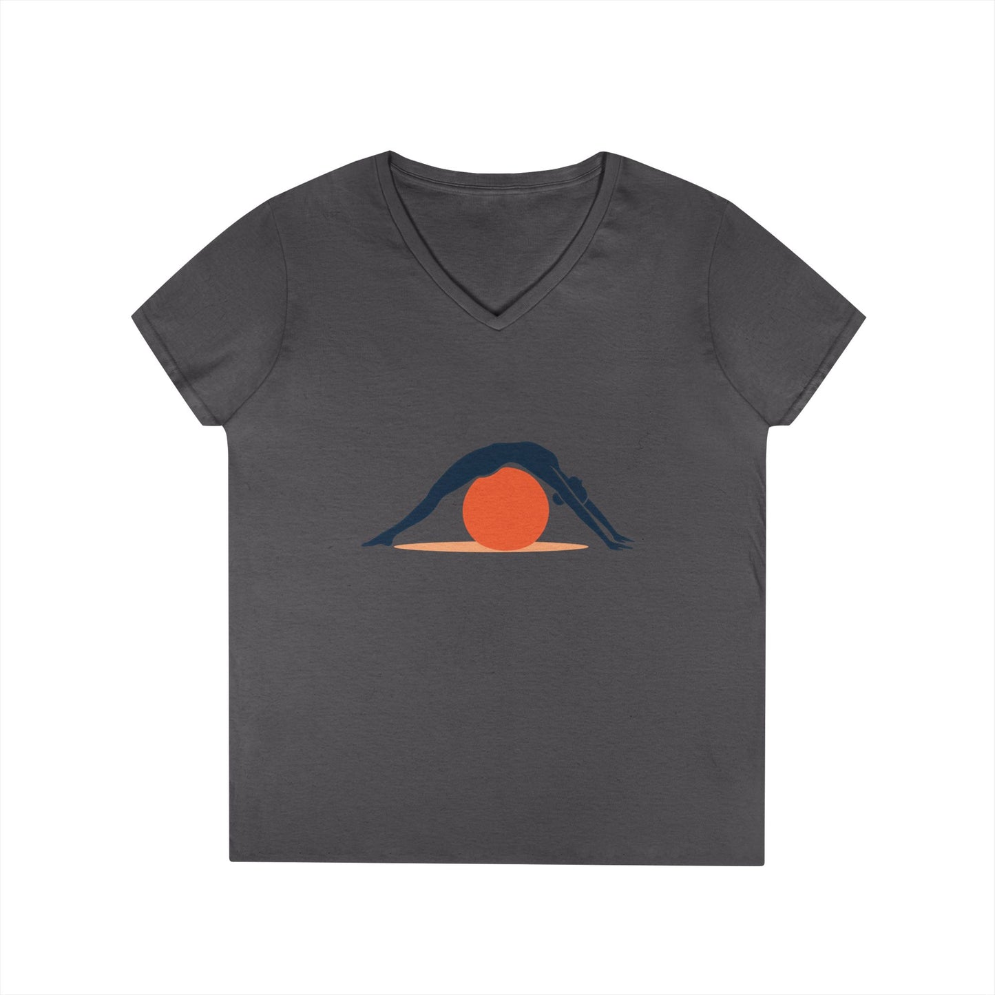 Ladies' V-Neck T-Shirt, Womens Pilates T-Shirt, Yoga Fitness Graphic Tee, Workout Gym Activewear Top