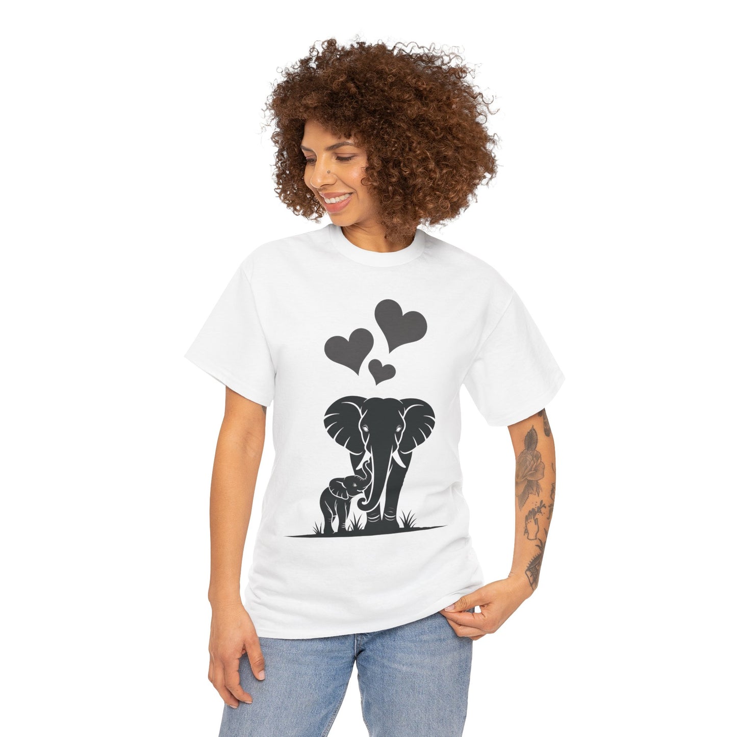 Elephant Mom and Baby T-Shirt, Elephant Love Cotton Tee, Cute Animal Shirt, Animal Lover Gift, Cute Minimalist Elephant Design