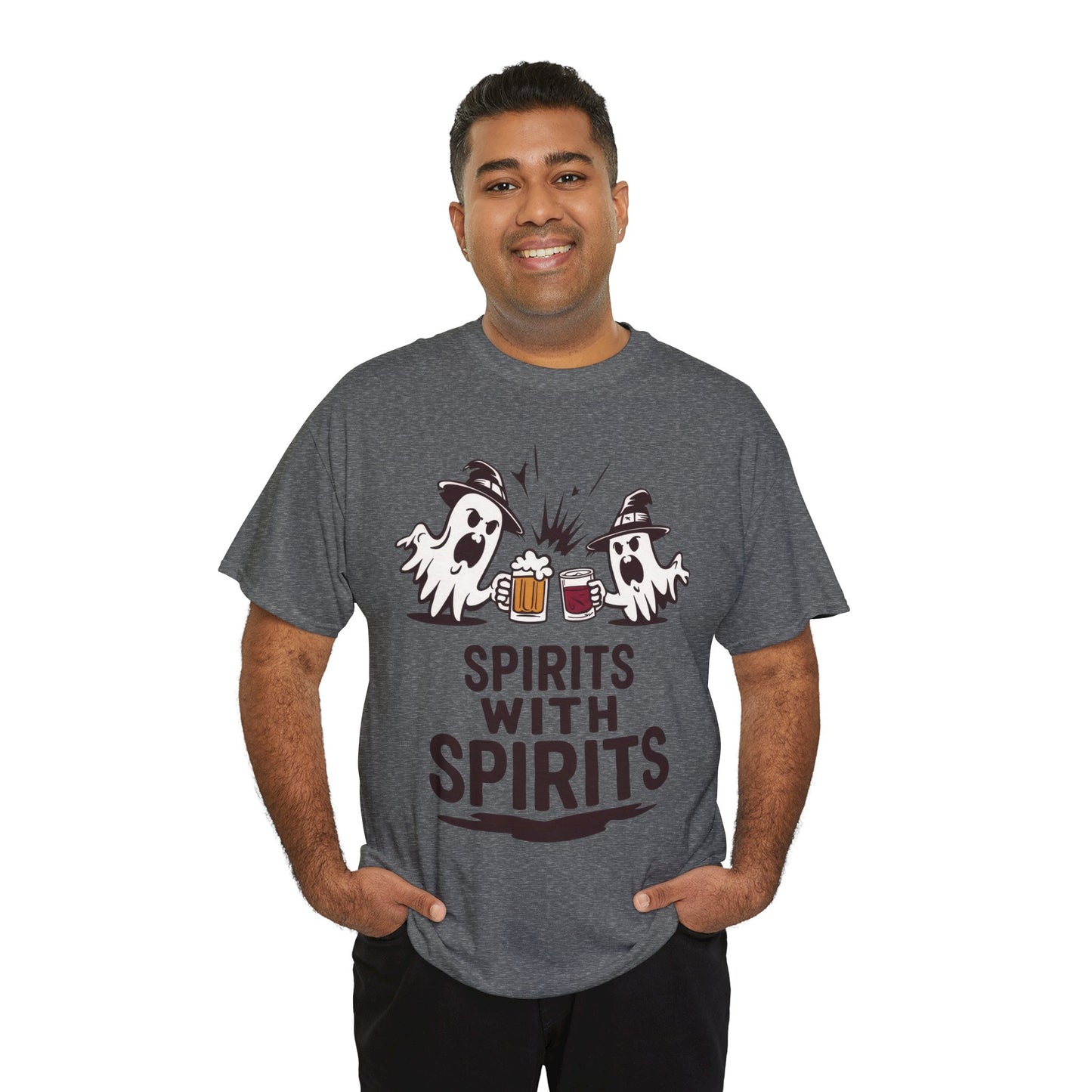 Spirits With Spirits Men's T-Shirt, Funny Ghost Drinking Halloween Party Graphic Tee