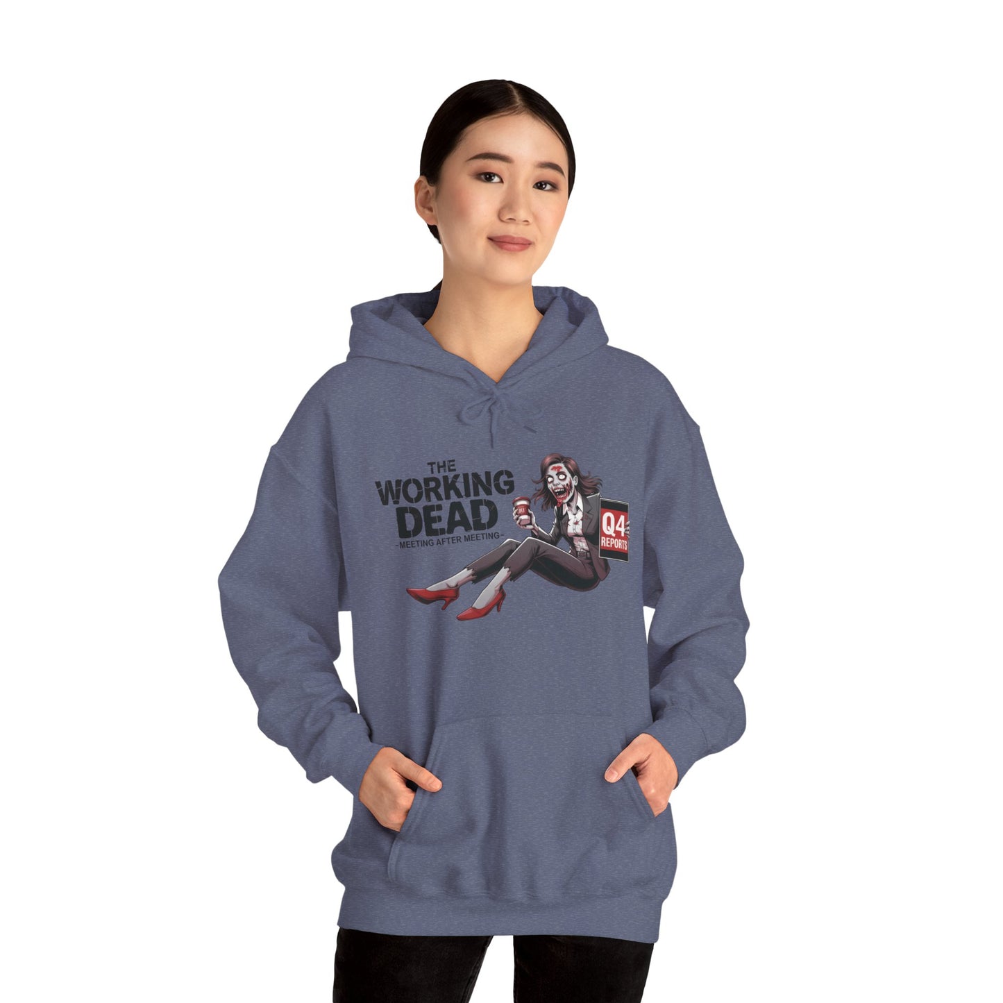 The Working Dead Women's Zombie Hoodie, Funny Office Meeting Sweatshirt, Halloween Zombie Top, Halloween Work Top