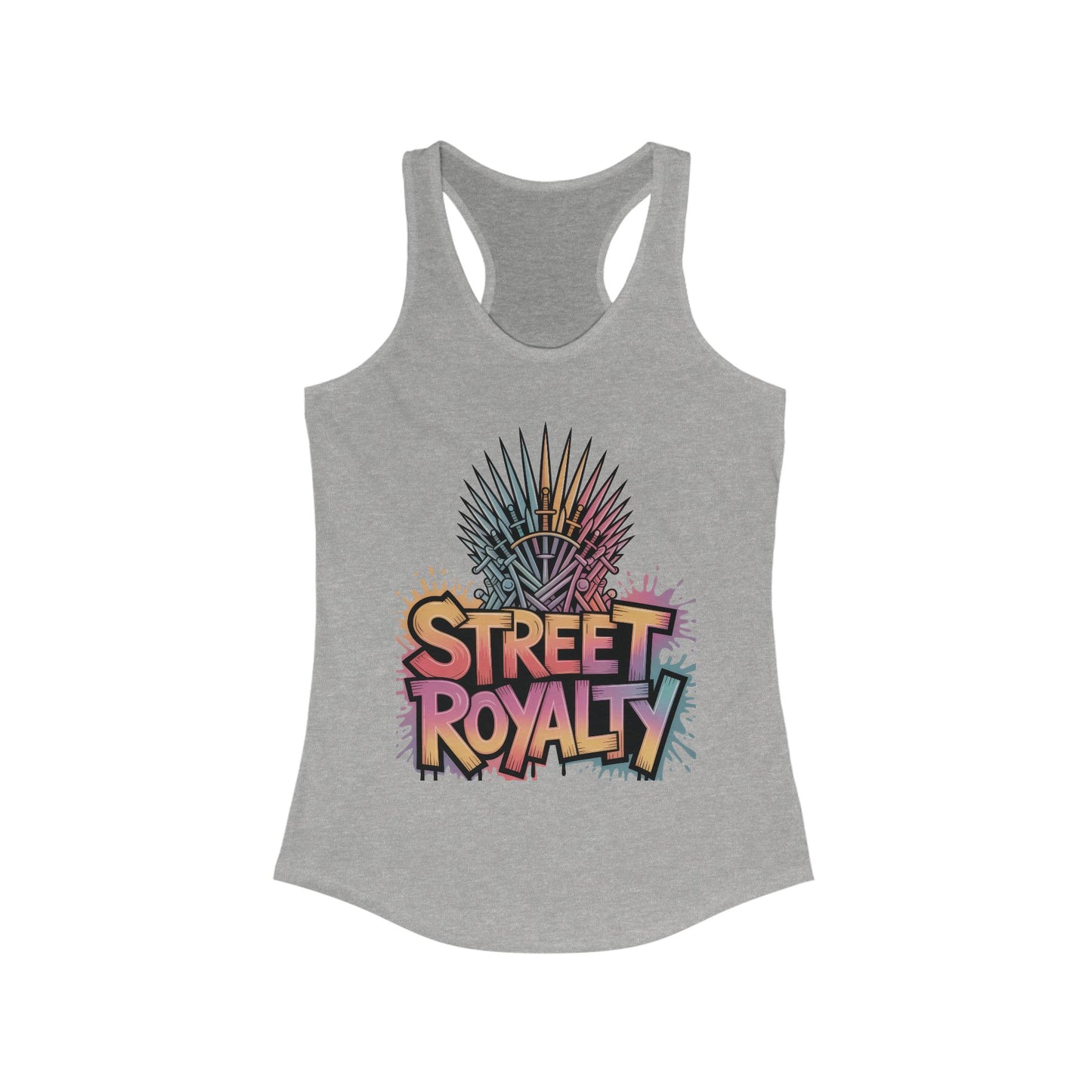 Women's Ideal Racerback Tank, Street Royalty Women's Tank Top, Graffiti Crown Graphic Shirt, Urban Streetwear Sleeveless Skater Girl Top