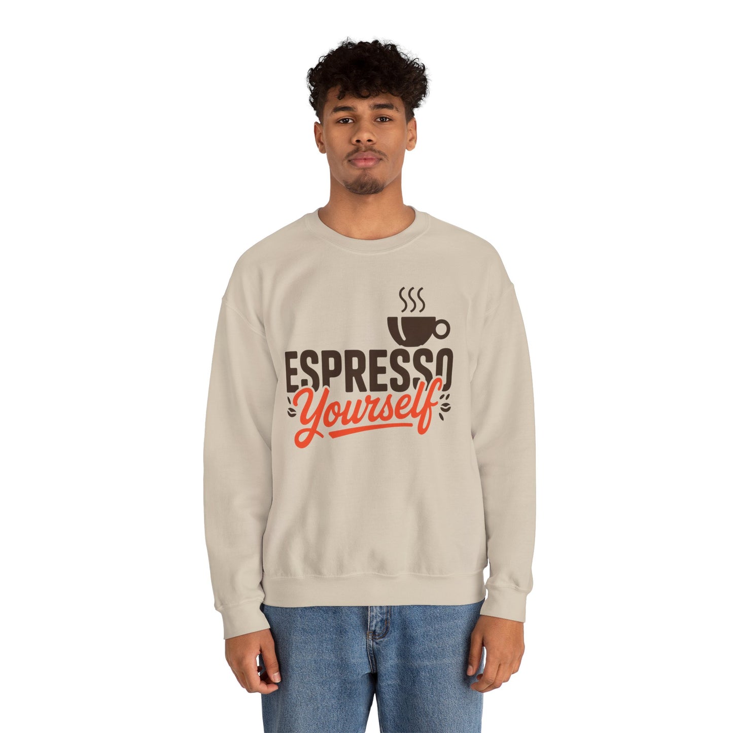 Men's Heavy Blend™ Crewneck Sweatshirt, Espresso Yourself Sweatshirt, Funny Coffee Lover Mens Crewneck, Cafe Lover Gift