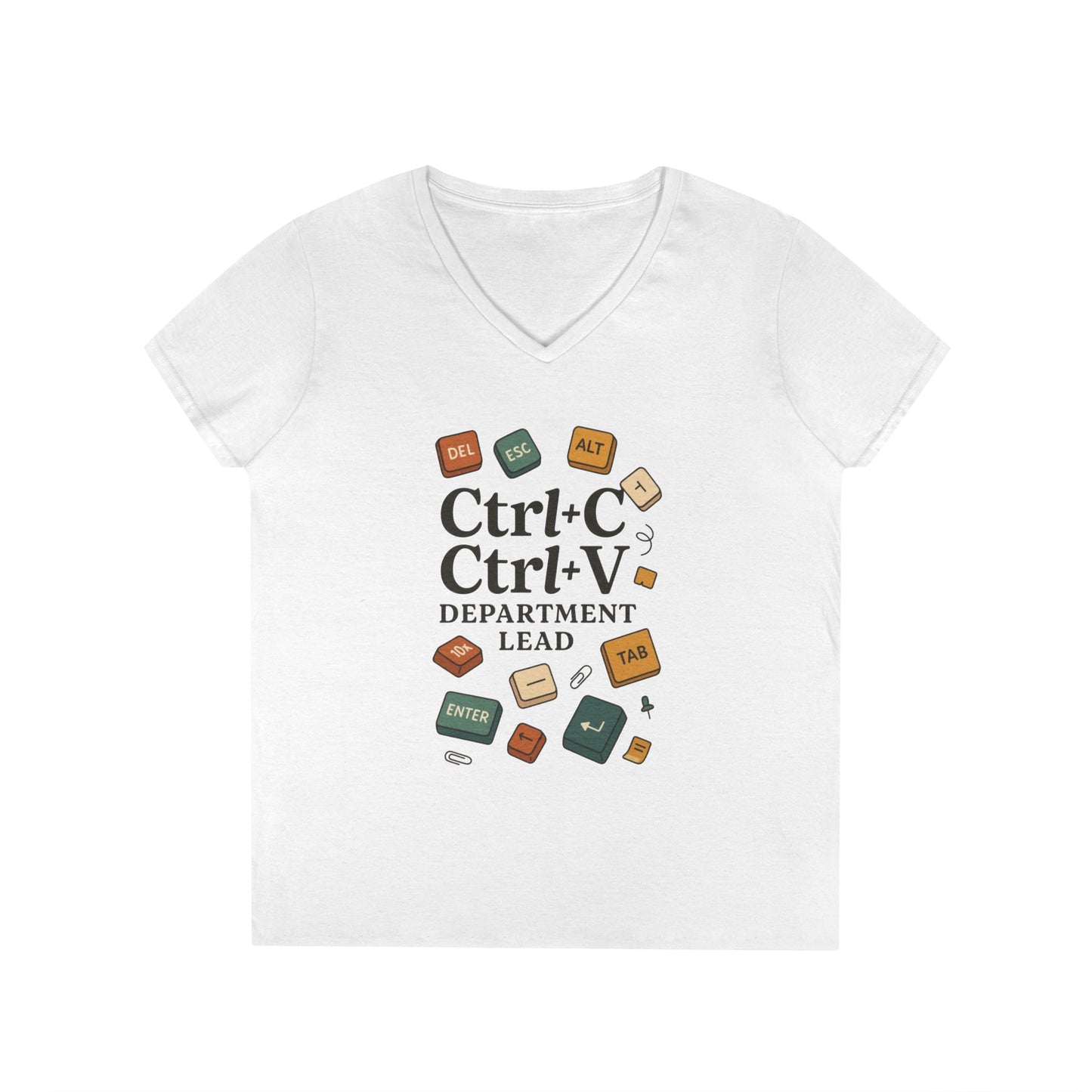 Tech Savvy Ladies' V-Neck T-Shirt, Funny Coding Tee, Programmer Gift, Office Humor Top, CTRL C V Shirt, Work From Home Clothes