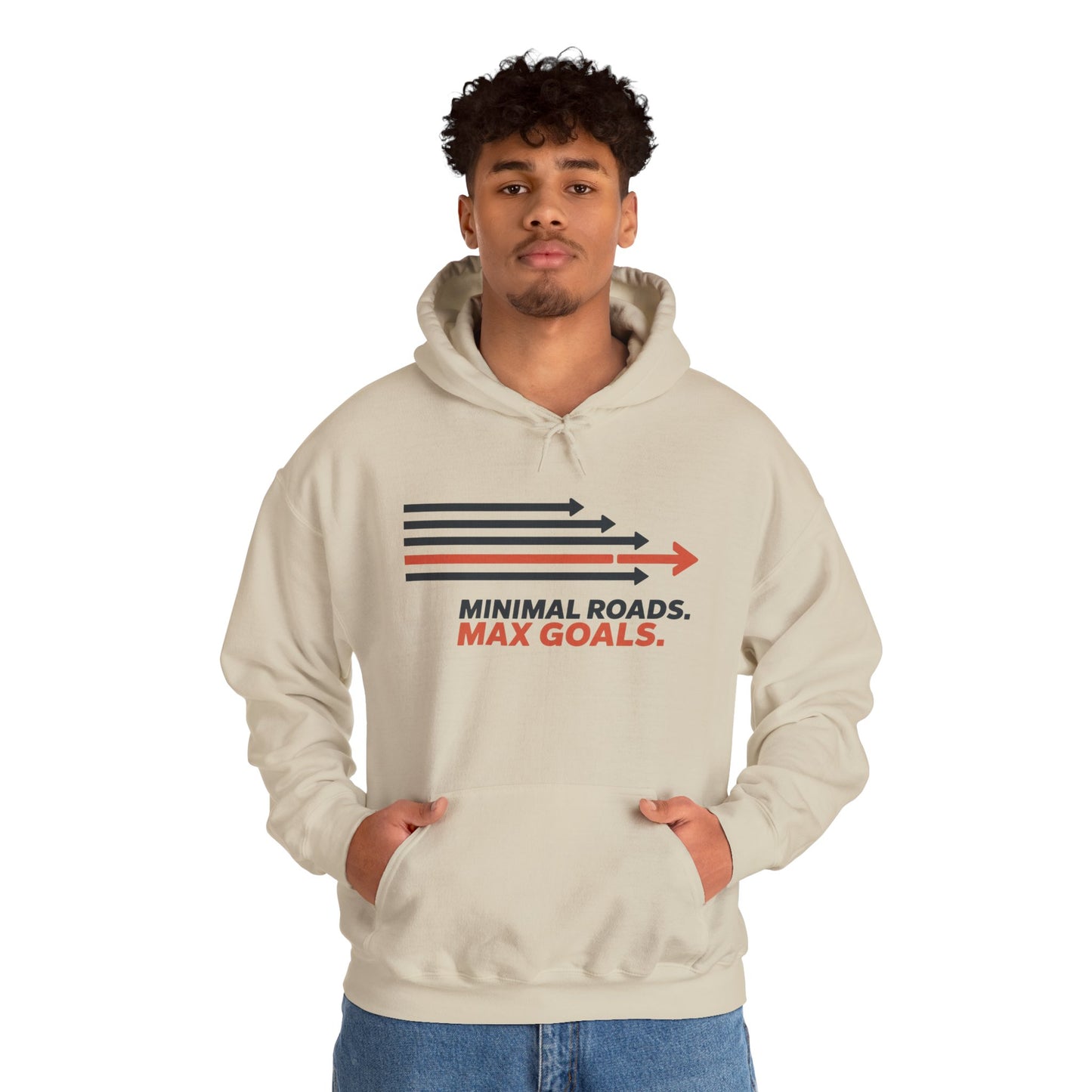 Mens Heavy Blend™ Hooded Sweatshirt, Minimal Roads Max Goals Motivational Mens Hoodie