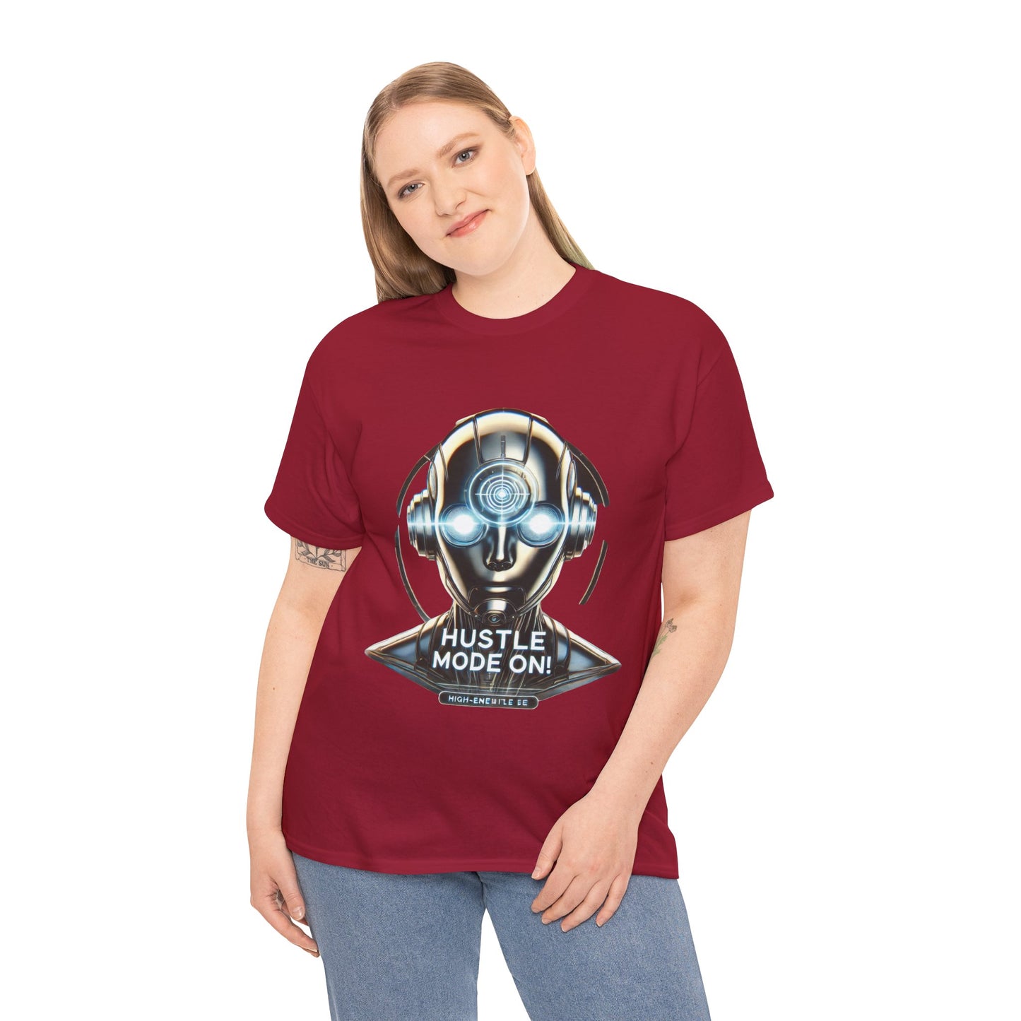 Hustle Mode On Robot T-Shirt, Cyborg Hustle Unisex Tee, Graphic T-Shirt for Gamers & Tech Lovers, Graduations, Motivational Wear