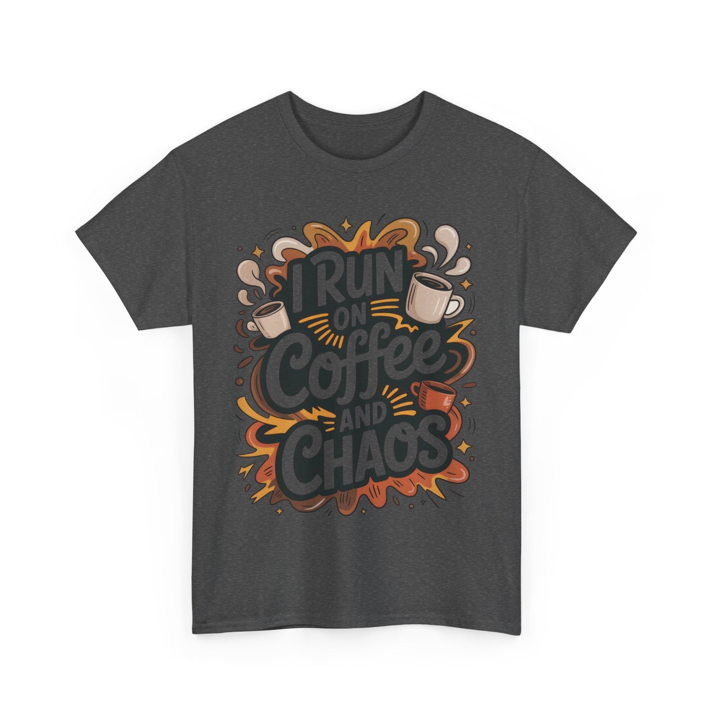 Funny Mens Coffee T-Shirt, I Run on Coffee and Chaos, Caffeinated Chaos Tee for Him, Perfect for Coffee Lovers, , Humor Tee
