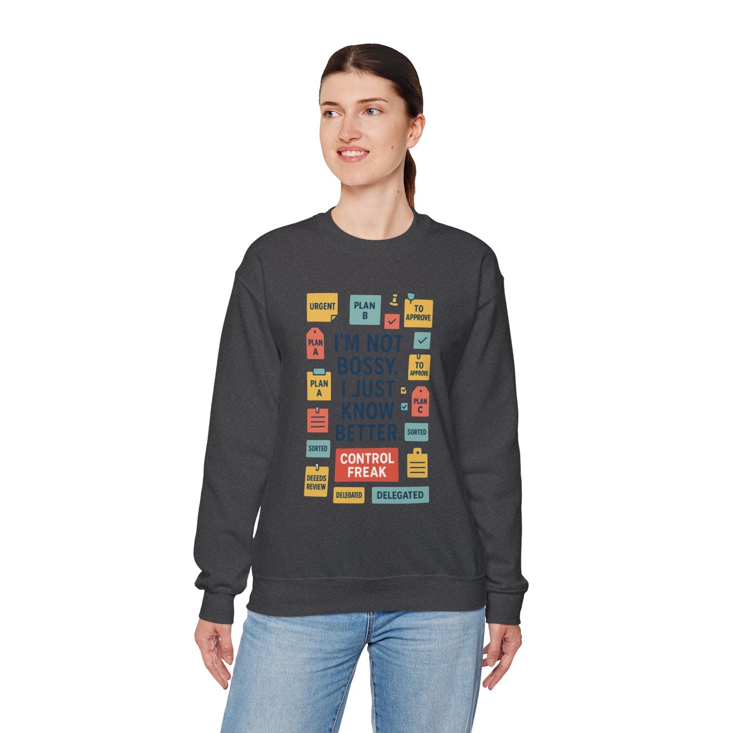 Funny Womens Control Freak Sweatshirt, Bold Sarcastic Quote Pullover, Ideal Gift for Bossy Friends, Funny Womens Sweatshirt