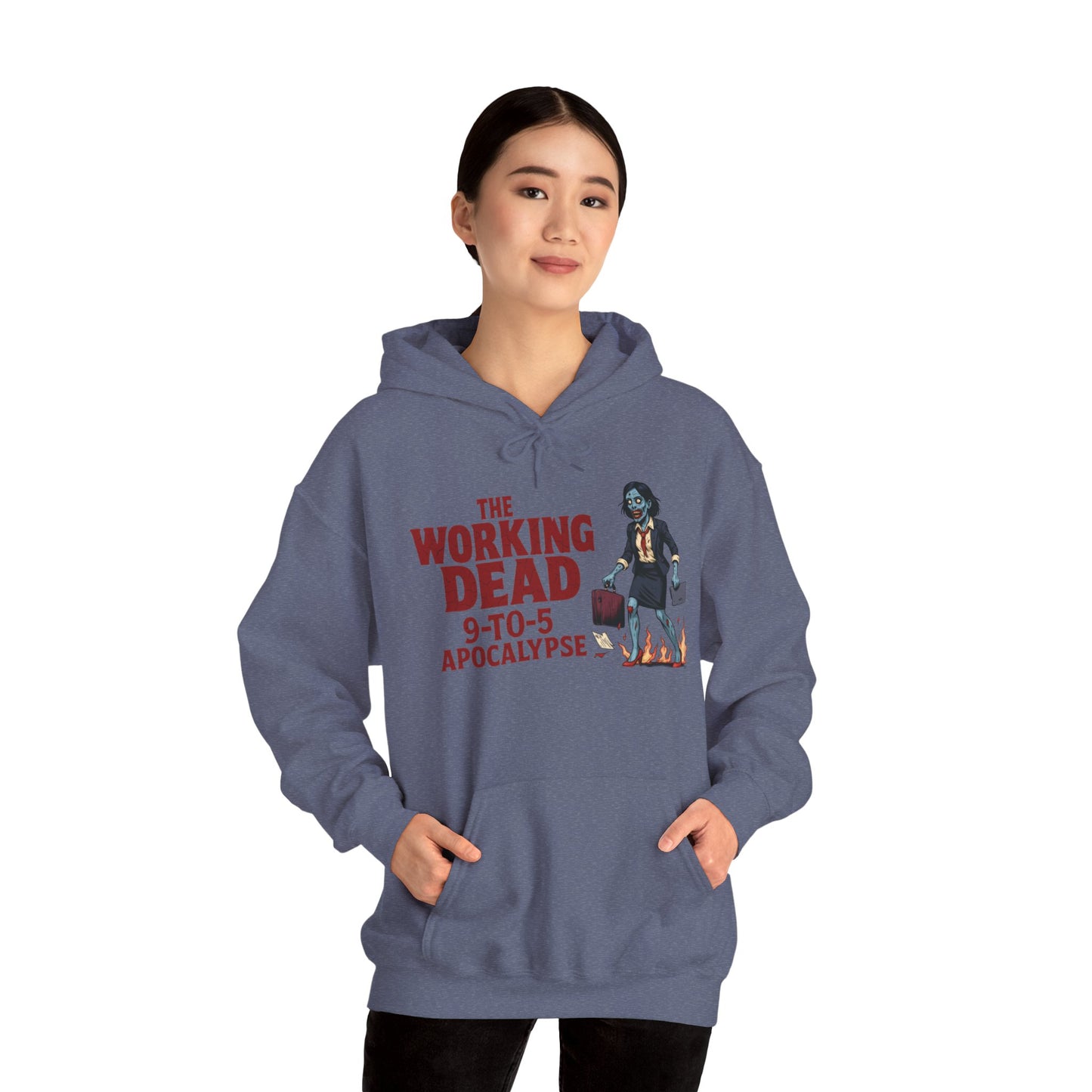 The Working Dead 9-to-5 Apocalypse Hoodie, Women's Horror Office Zombie Sweatshirt, Halloween Zombie Top, Halloween Work Top