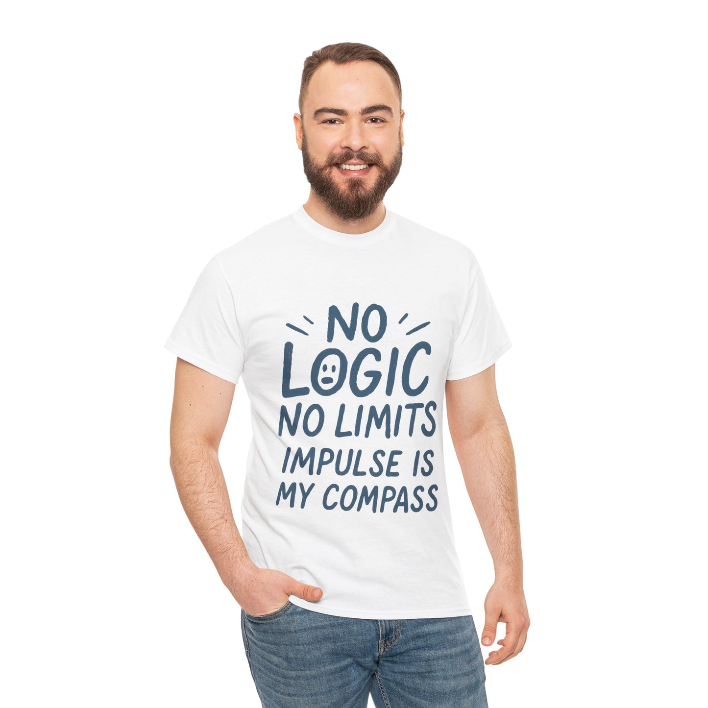 Funny No Logic Mens T-Shirt, No Limits Impulse Quote, Relaxed Fit Graphic Tee, Gift for Him, Casual Wear for Creatives, Gift for Artists