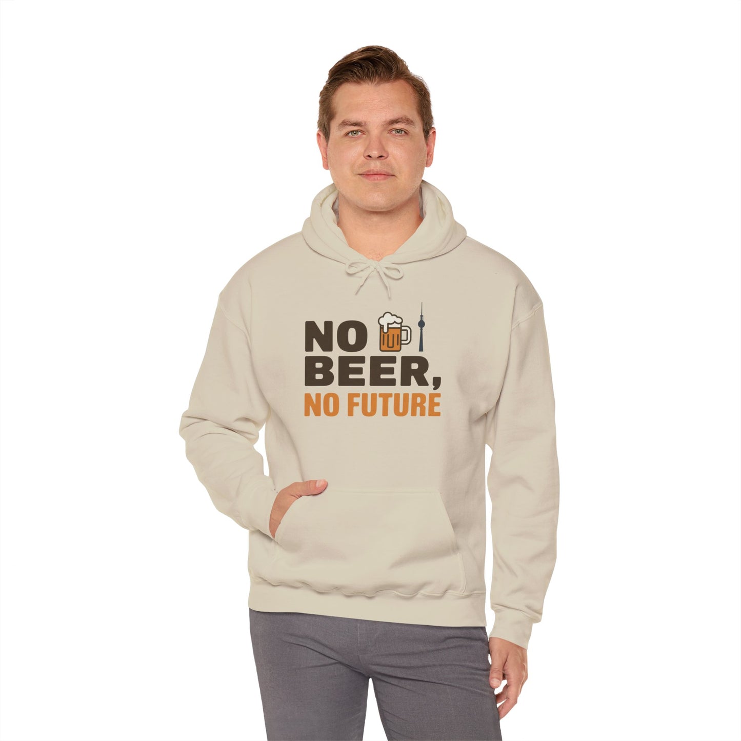 Mens Heavy Blend™ Hooded Sweatshirt, No Beer No Future Funny Beer Hoodie for Men